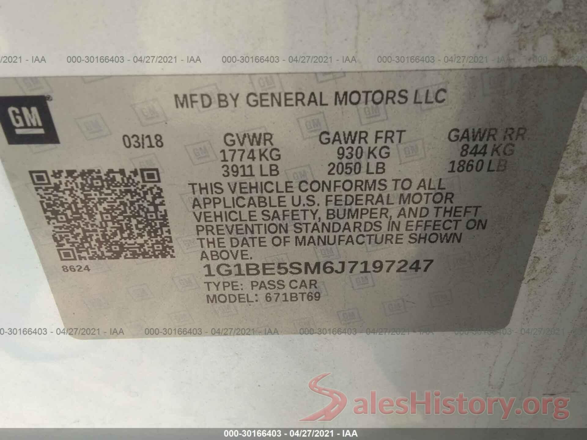 1G1BE5SM6J7197247 2018 CHEVROLET CRUZE