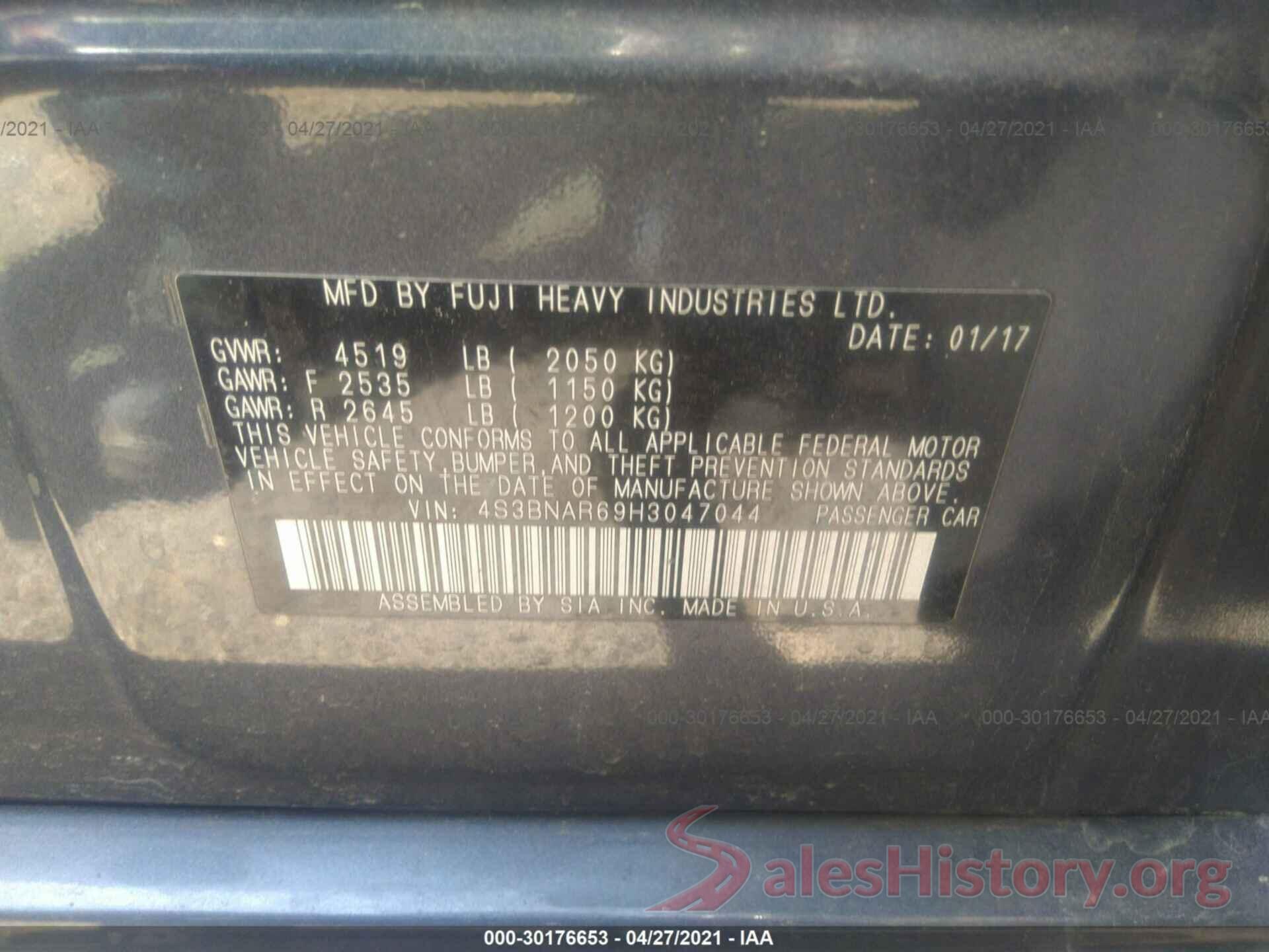 4S3BNAR69H3047044 2017 SUBARU LEGACY