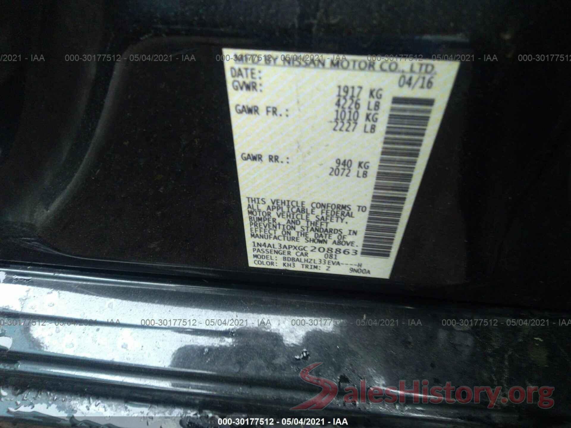 1N4AL3APXGC208863 2016 NISSAN ALTIMA