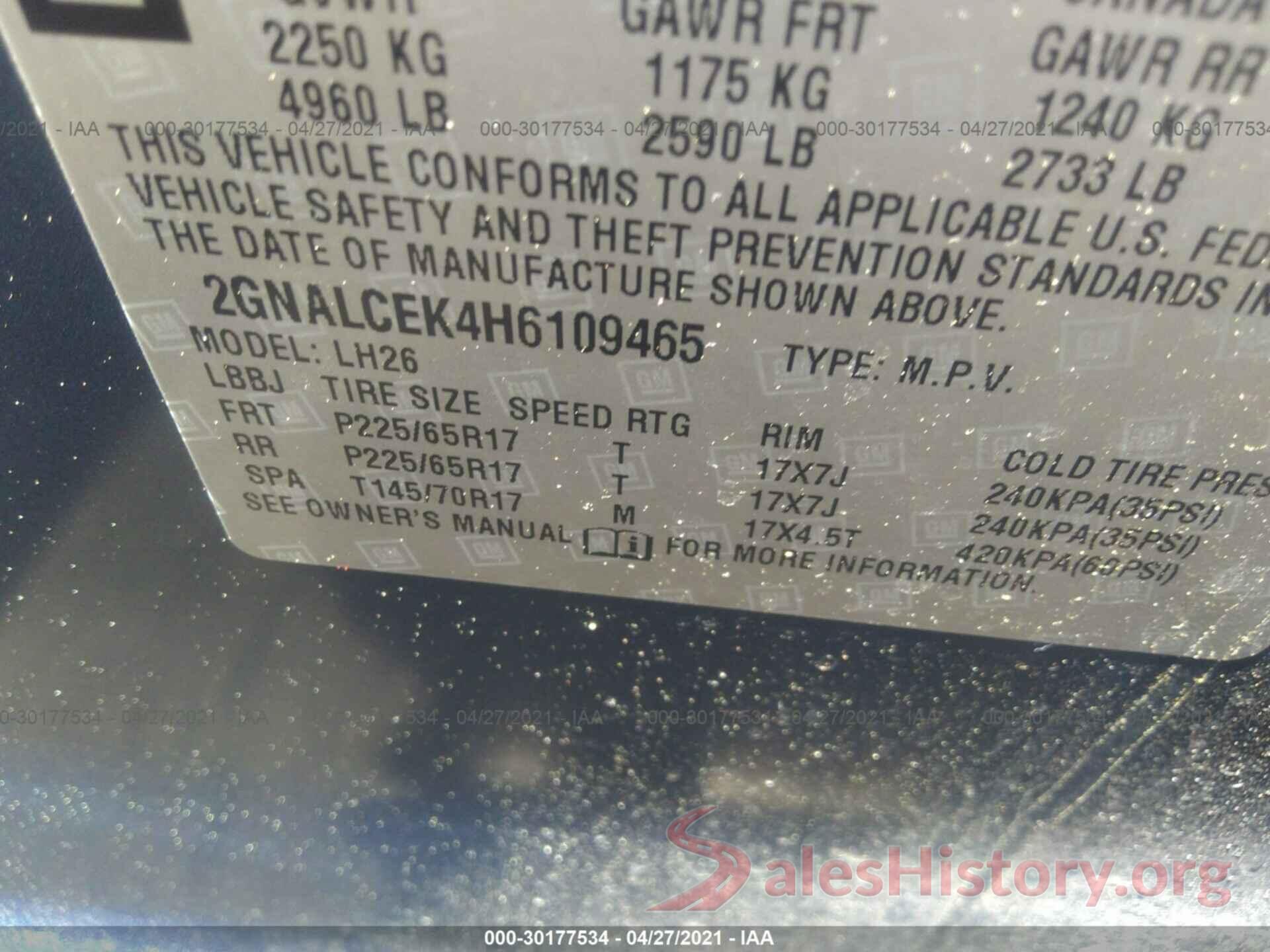 2GNALCEK4H6109465 2017 CHEVROLET EQUINOX