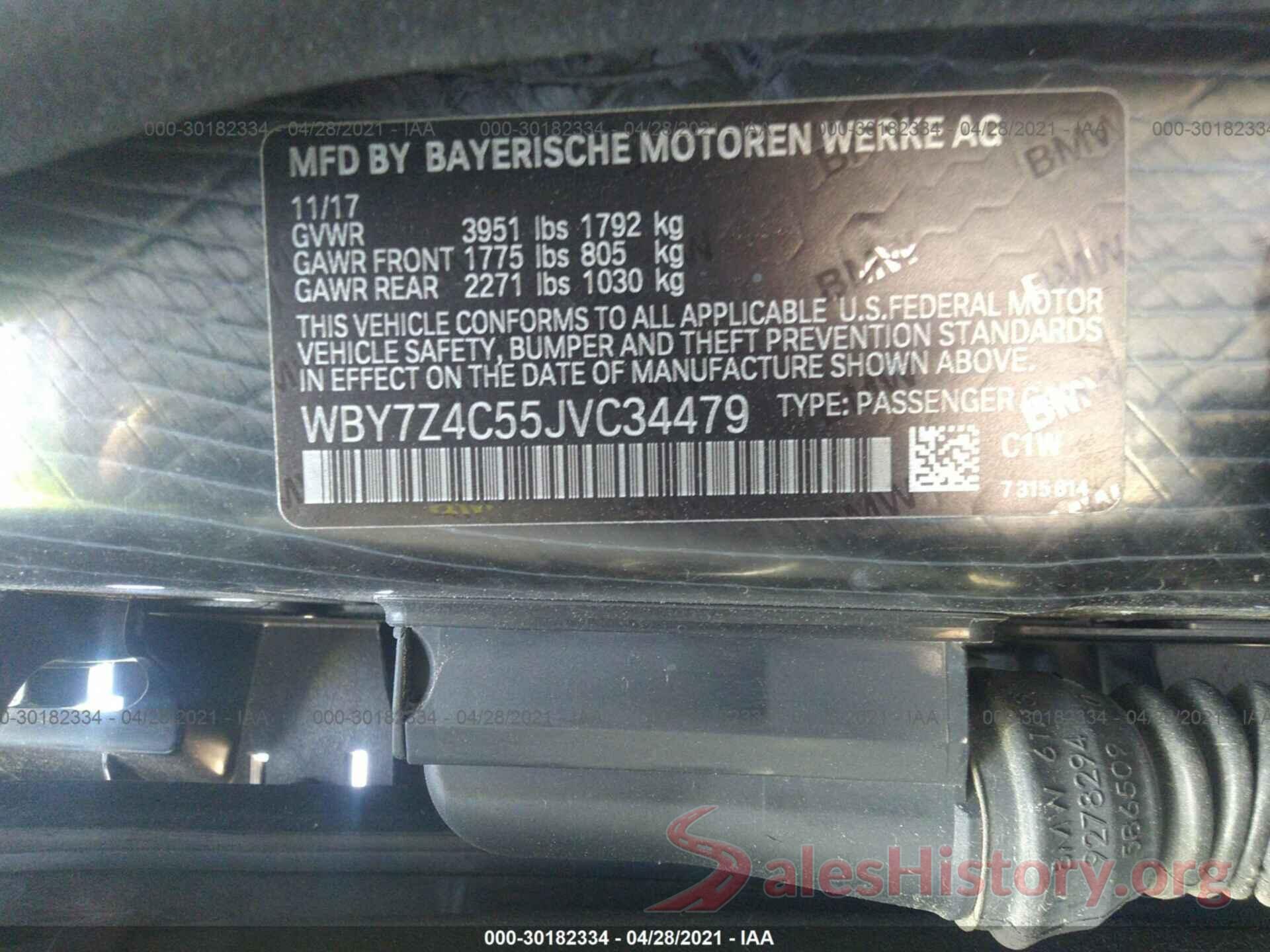 WBY7Z4C55JVC34479 2018 BMW I3