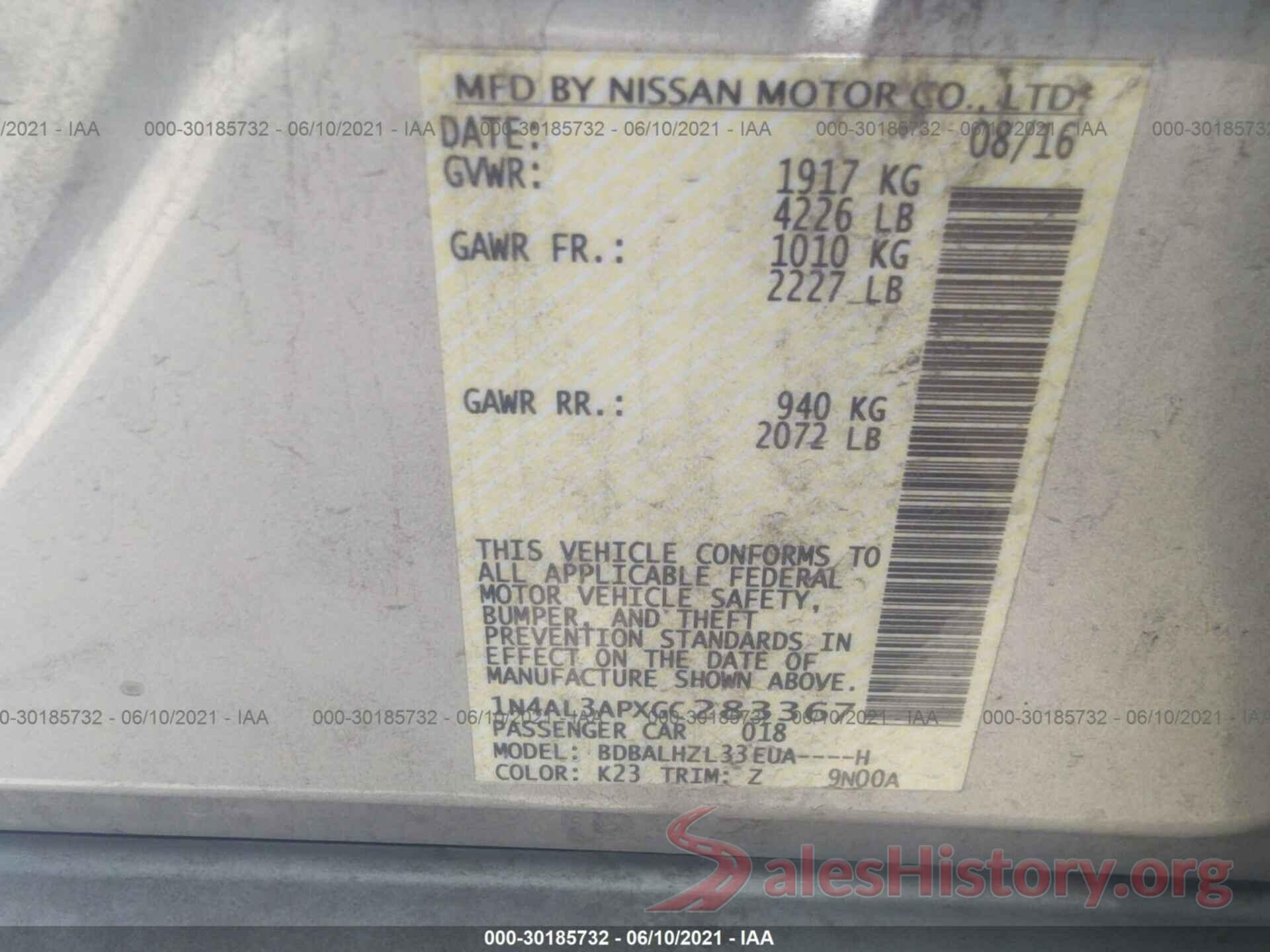 1N4AL3APXGC283367 2016 NISSAN ALTIMA