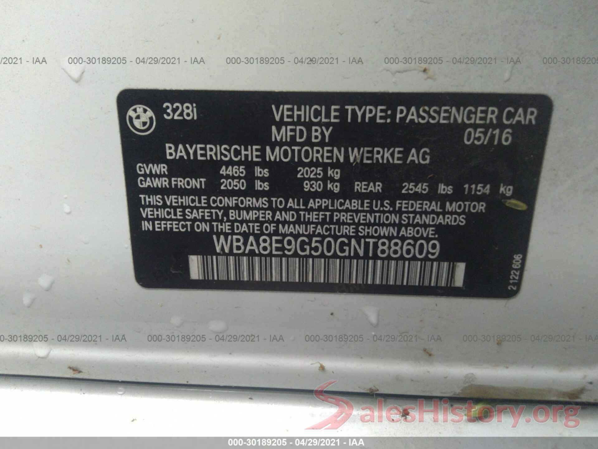 WBA8E9G50GNT88609 2016 BMW 3 SERIES