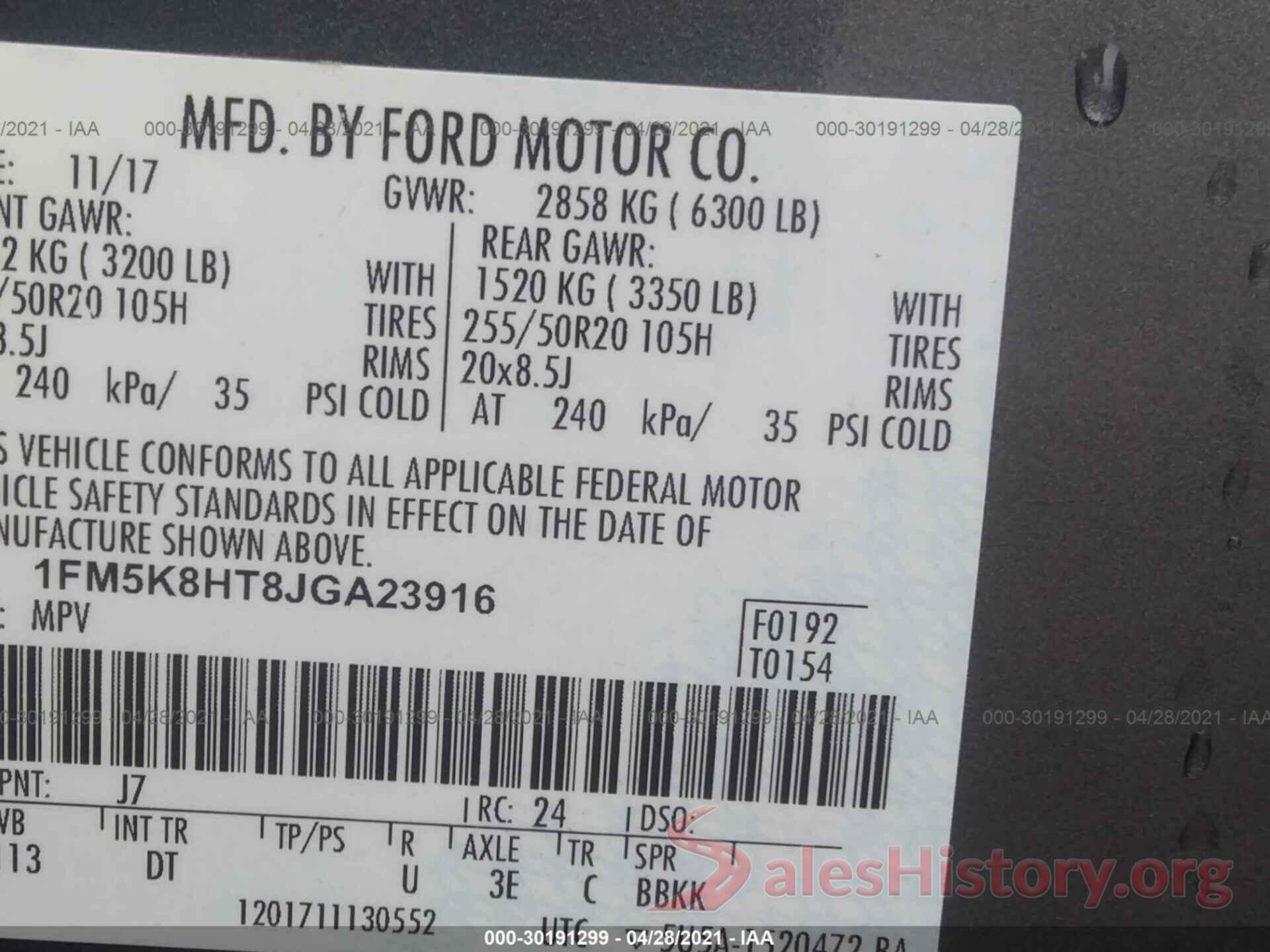 1FM5K8HT8JGA23916 2018 FORD EXPLORER