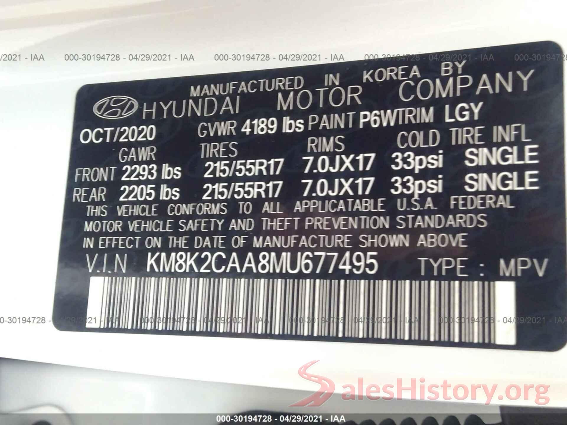 KM8K2CAA8MU677495 2021 HYUNDAI KONA