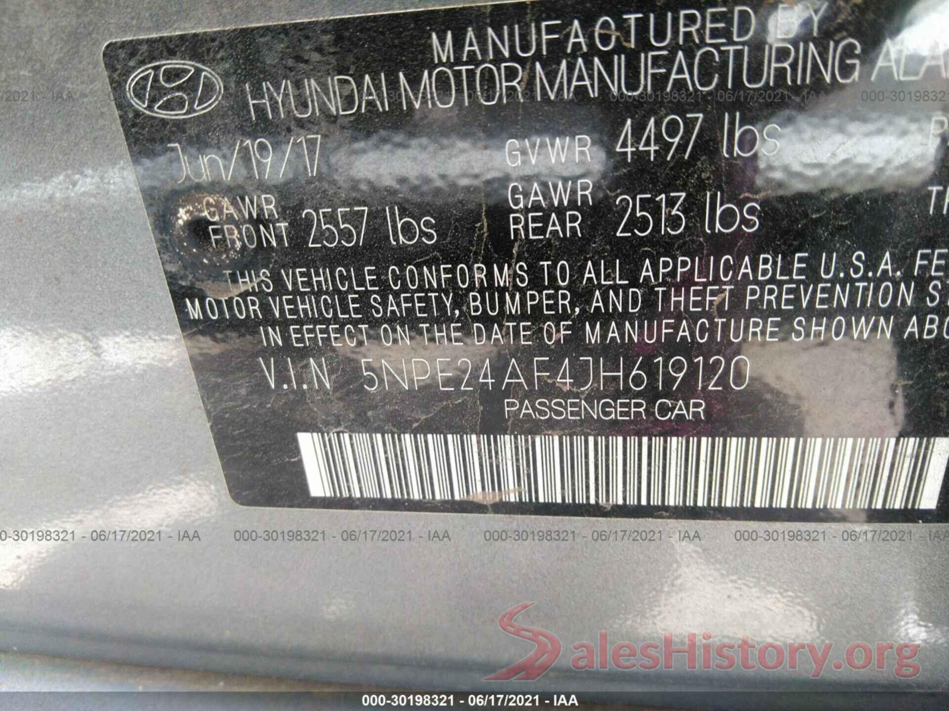 5NPE24AF000619120 2018 HYUNDAI SONATA