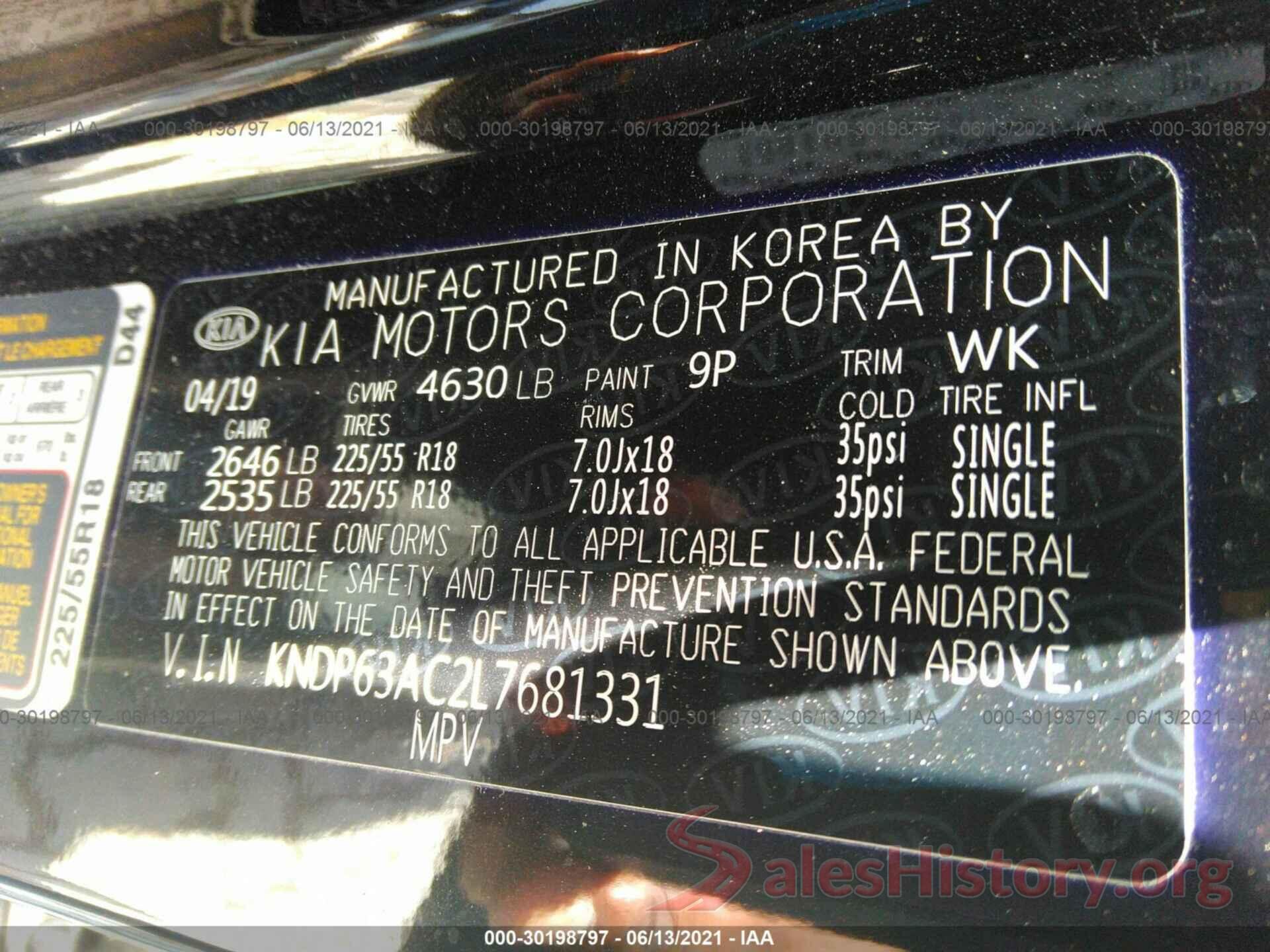 00000000000681331 2020 KIA SPORTAGE