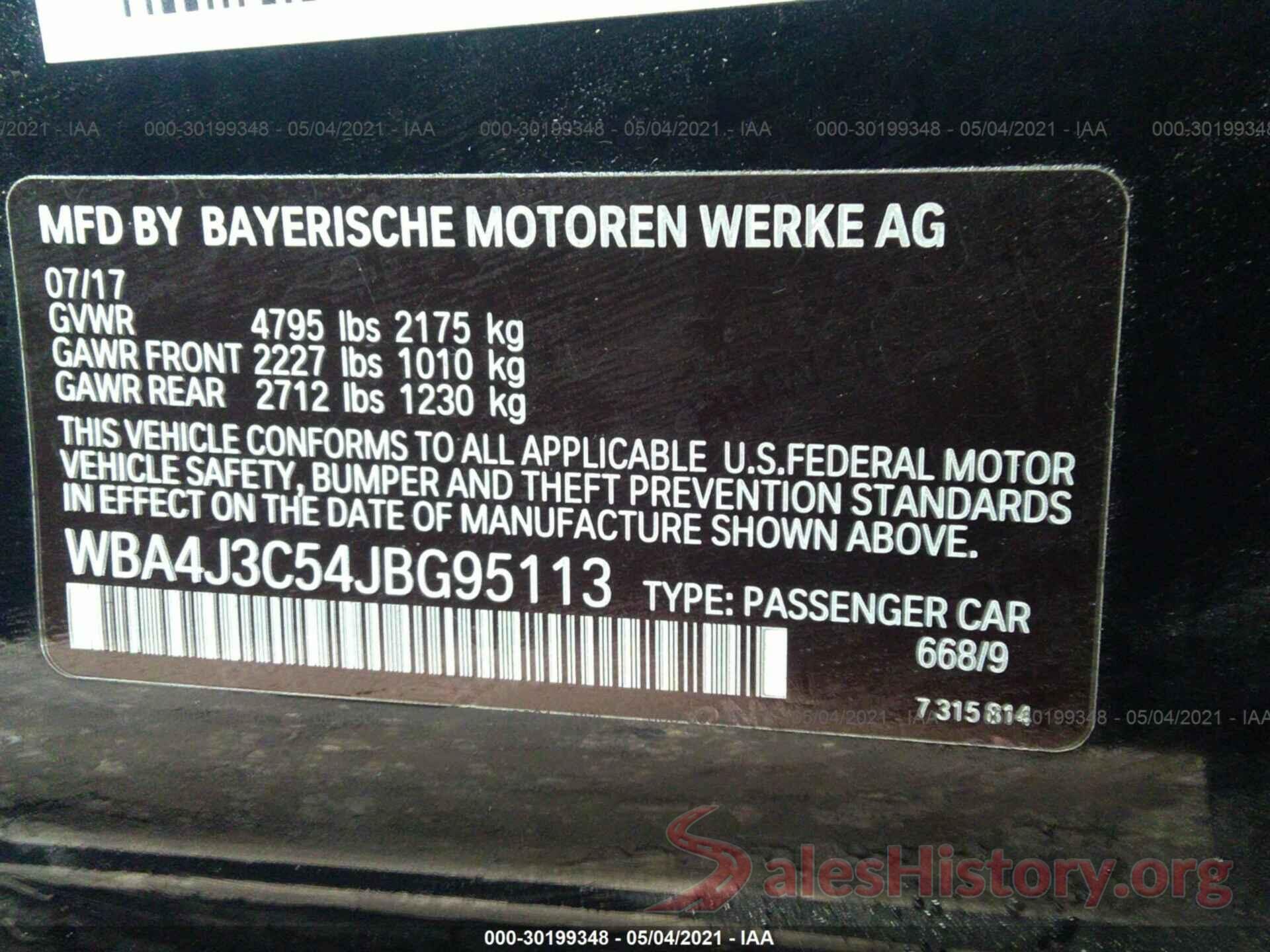 WBA4J3C54JBG95113 2018 BMW 4 SERIES