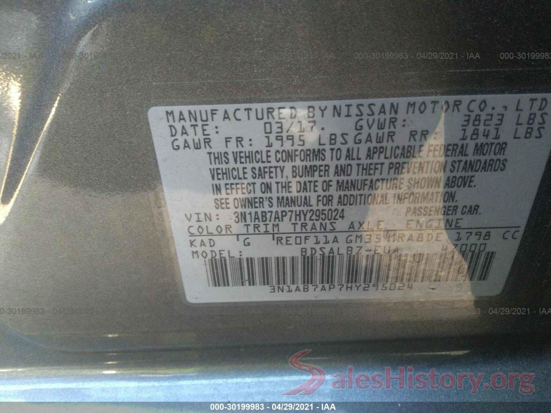 3N1AB7AP7HY295024 2017 NISSAN SENTRA