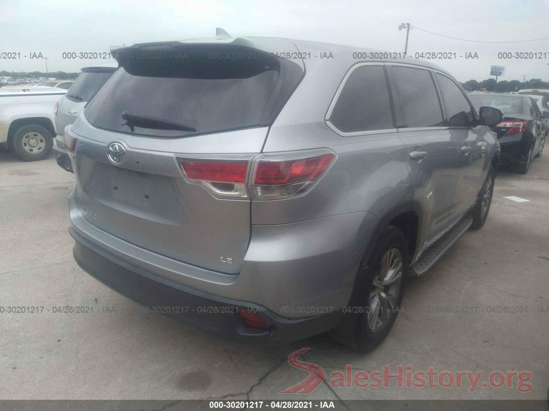 5TDZKRFH3GS168595 2016 TOYOTA HIGHLANDER