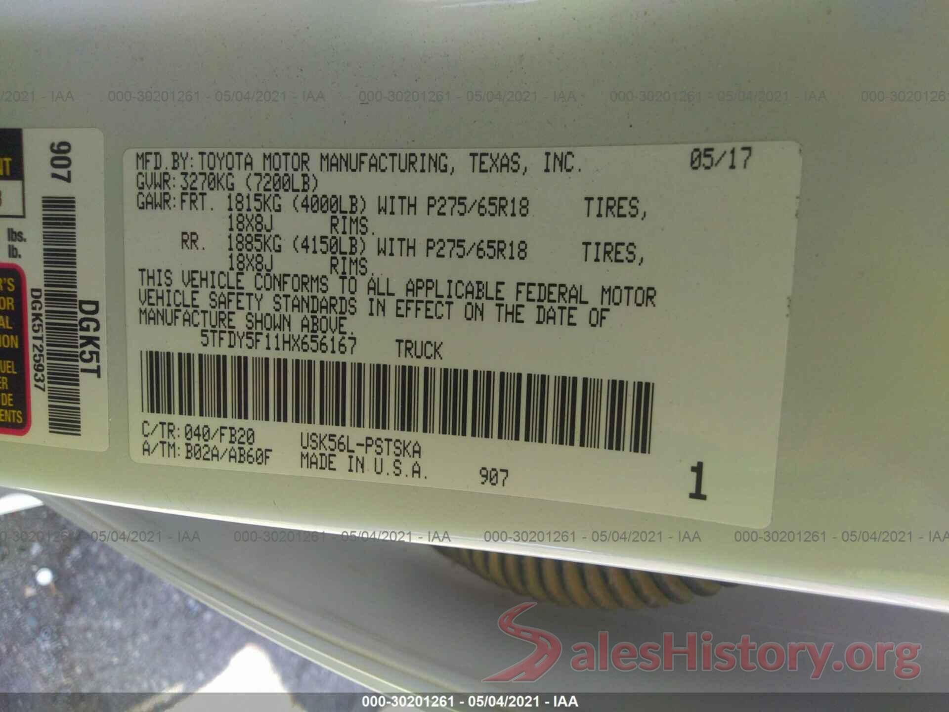 5TFDY5F11HX656167 2017 TOYOTA TUNDRA 4WD