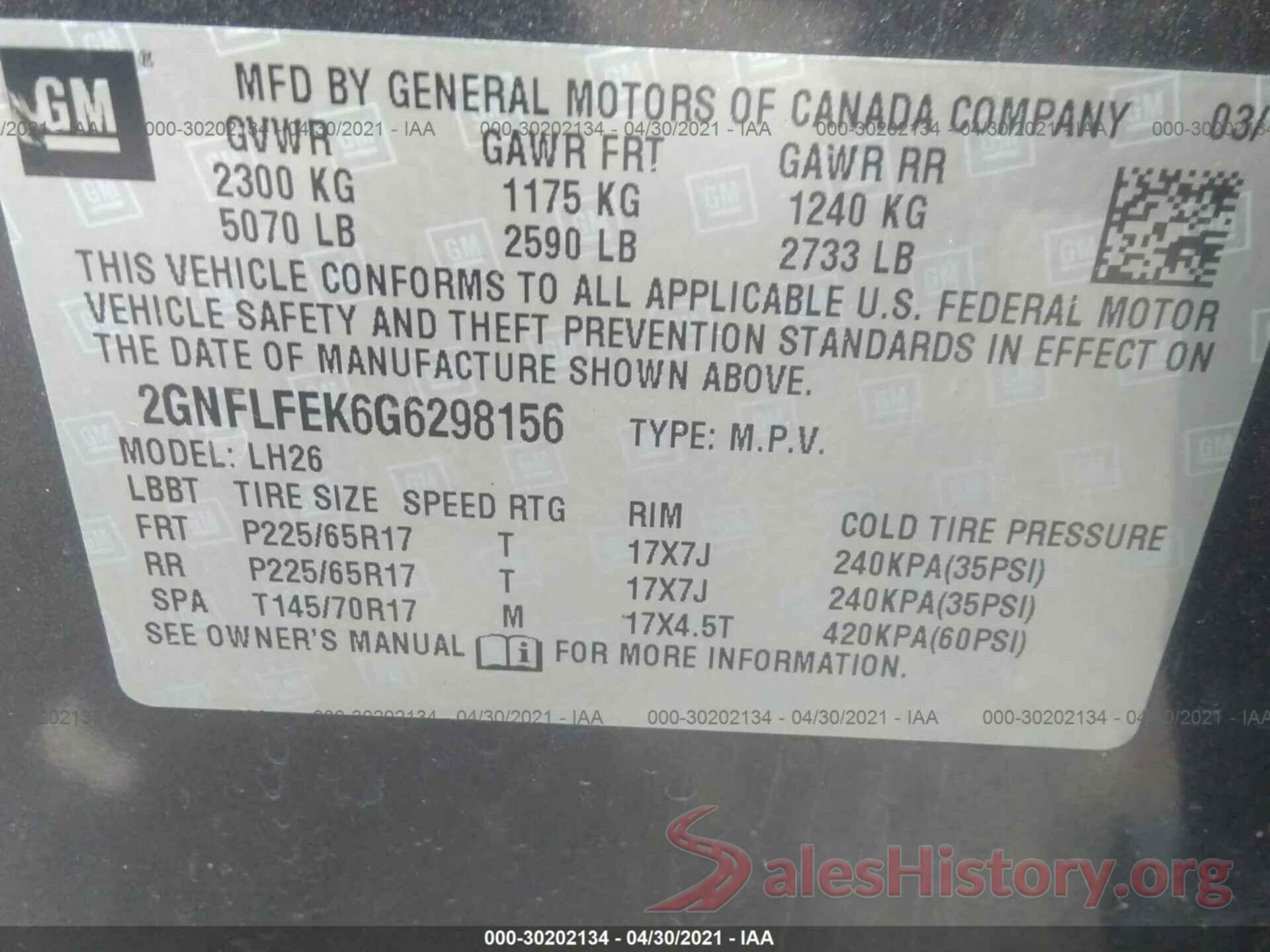 2GNFLFEK6G6298156 2016 CHEVROLET EQUINOX