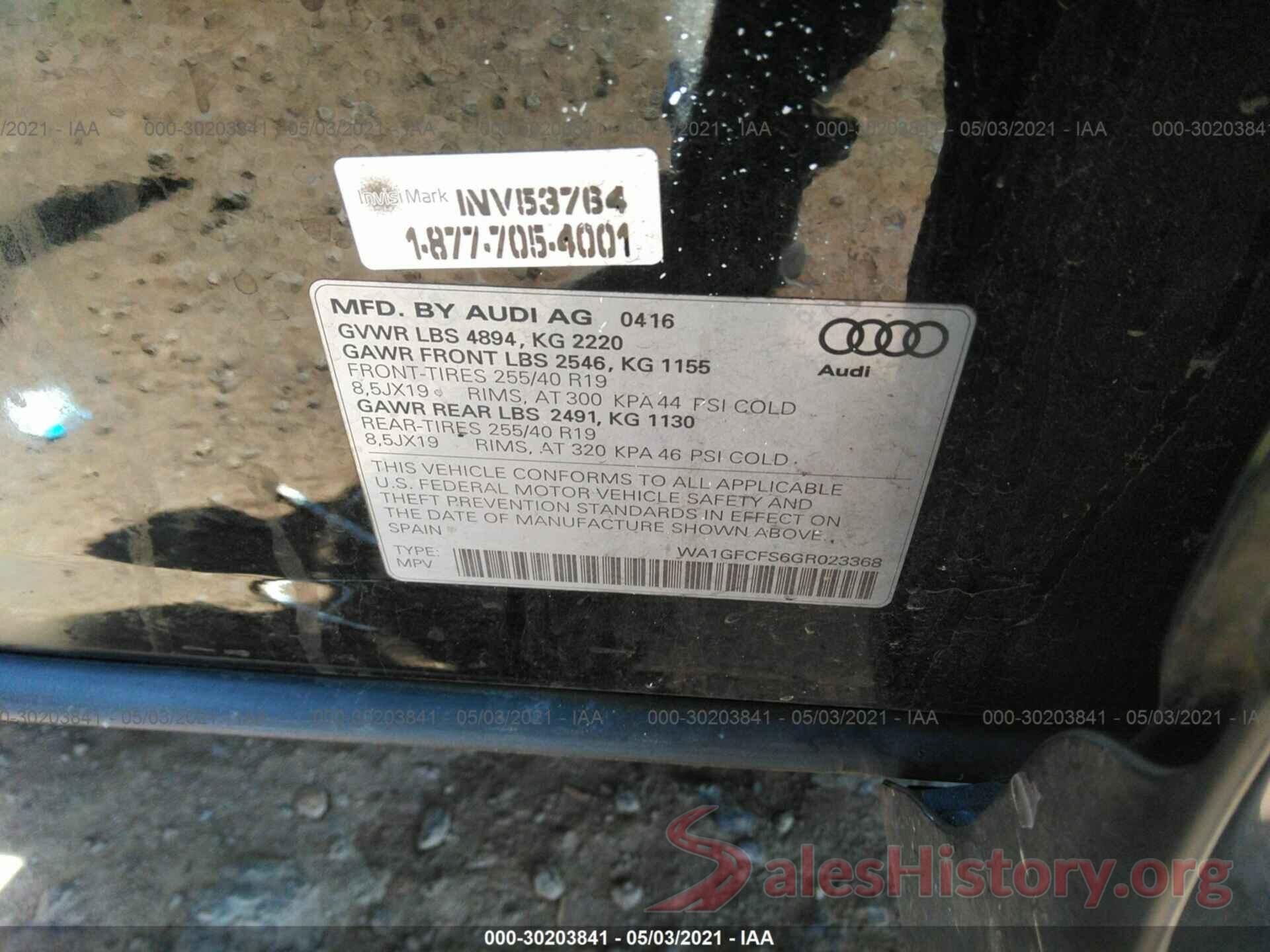 WA1GFCFS6GR023368 2016 AUDI Q3