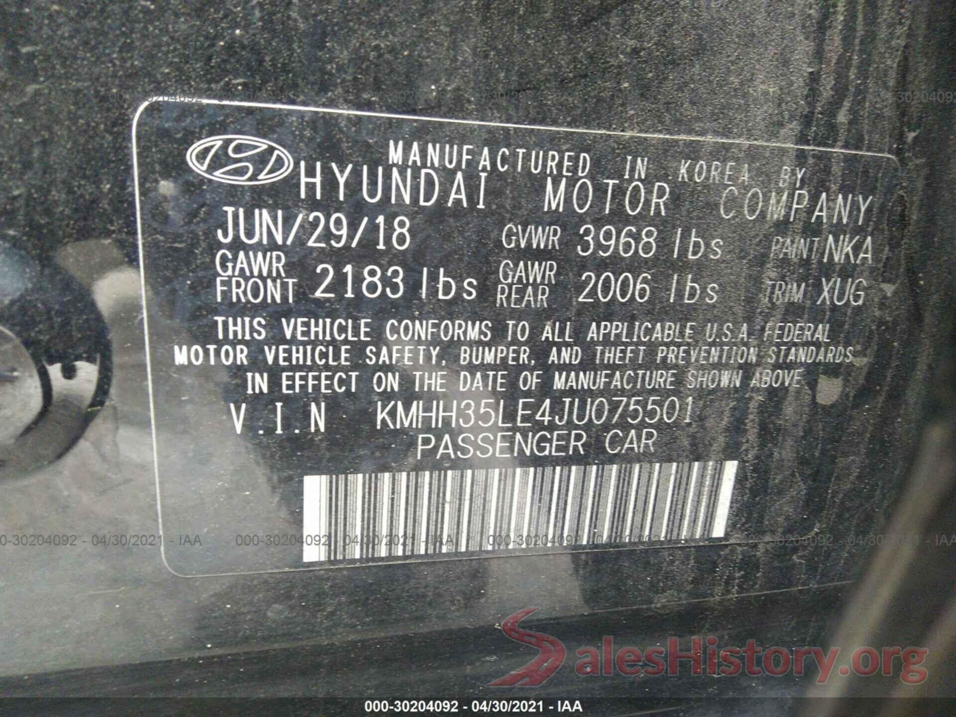 KMHH35LE4JU075501 2018 HYUNDAI ELANTRA GT