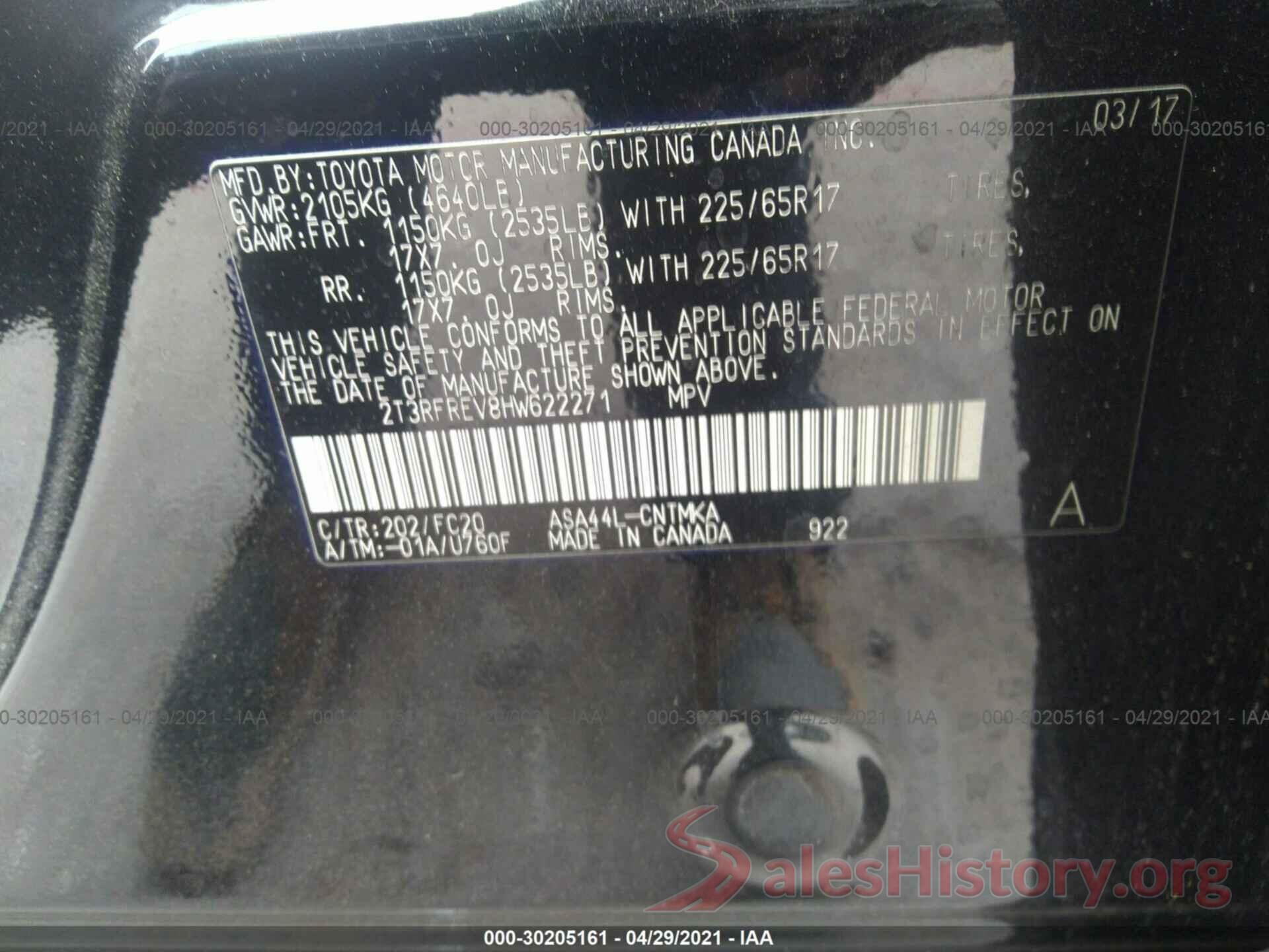 2T3RFREV8HW622271 2017 TOYOTA RAV4