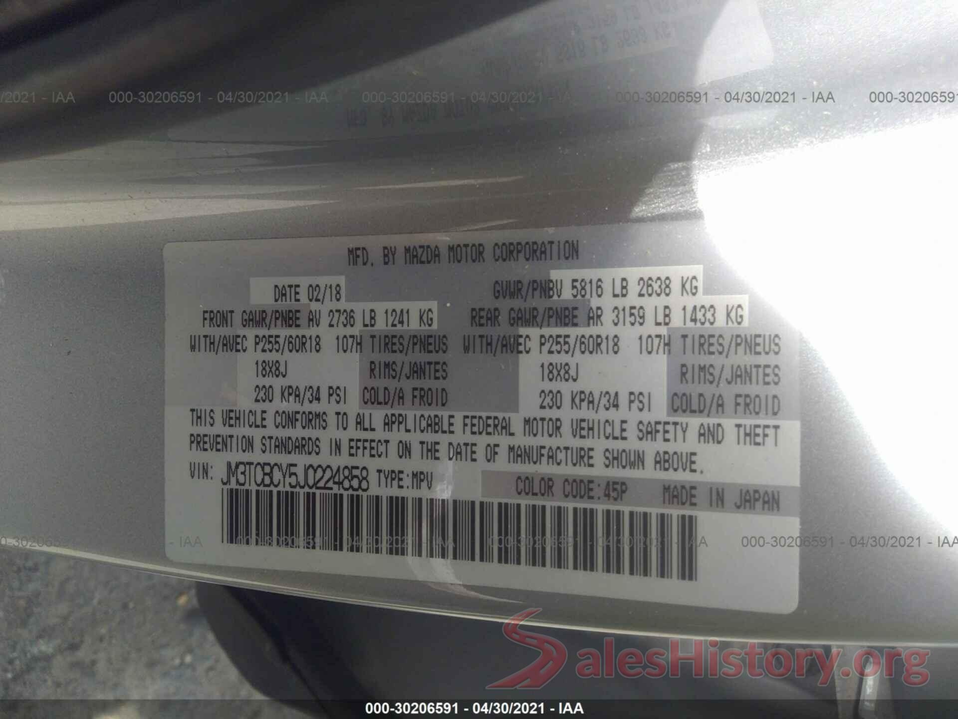 JM3TCBCY5J0224858 2018 MAZDA CX-9