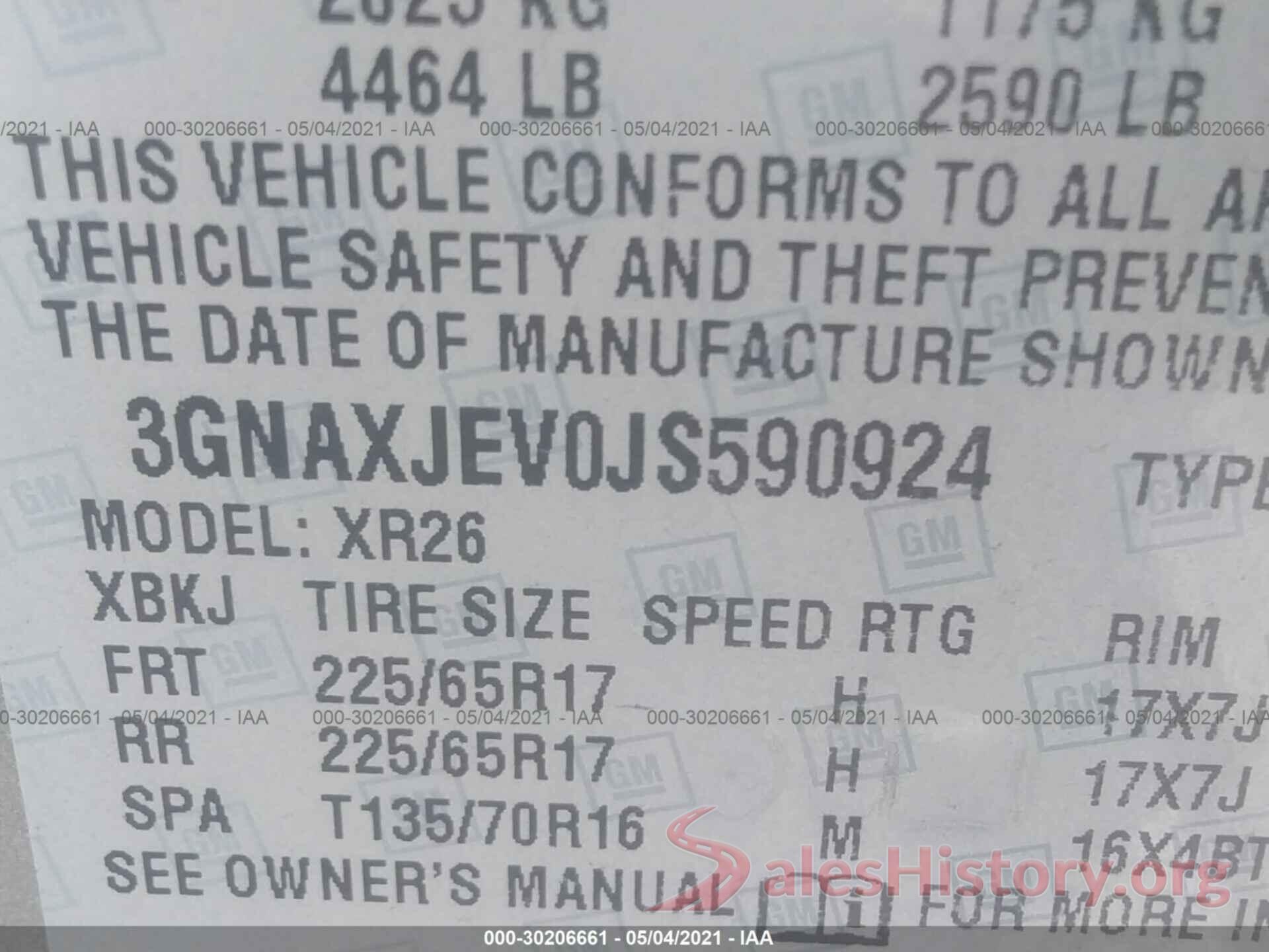 3GNAXJEV0JS590924 2018 CHEVROLET EQUINOX