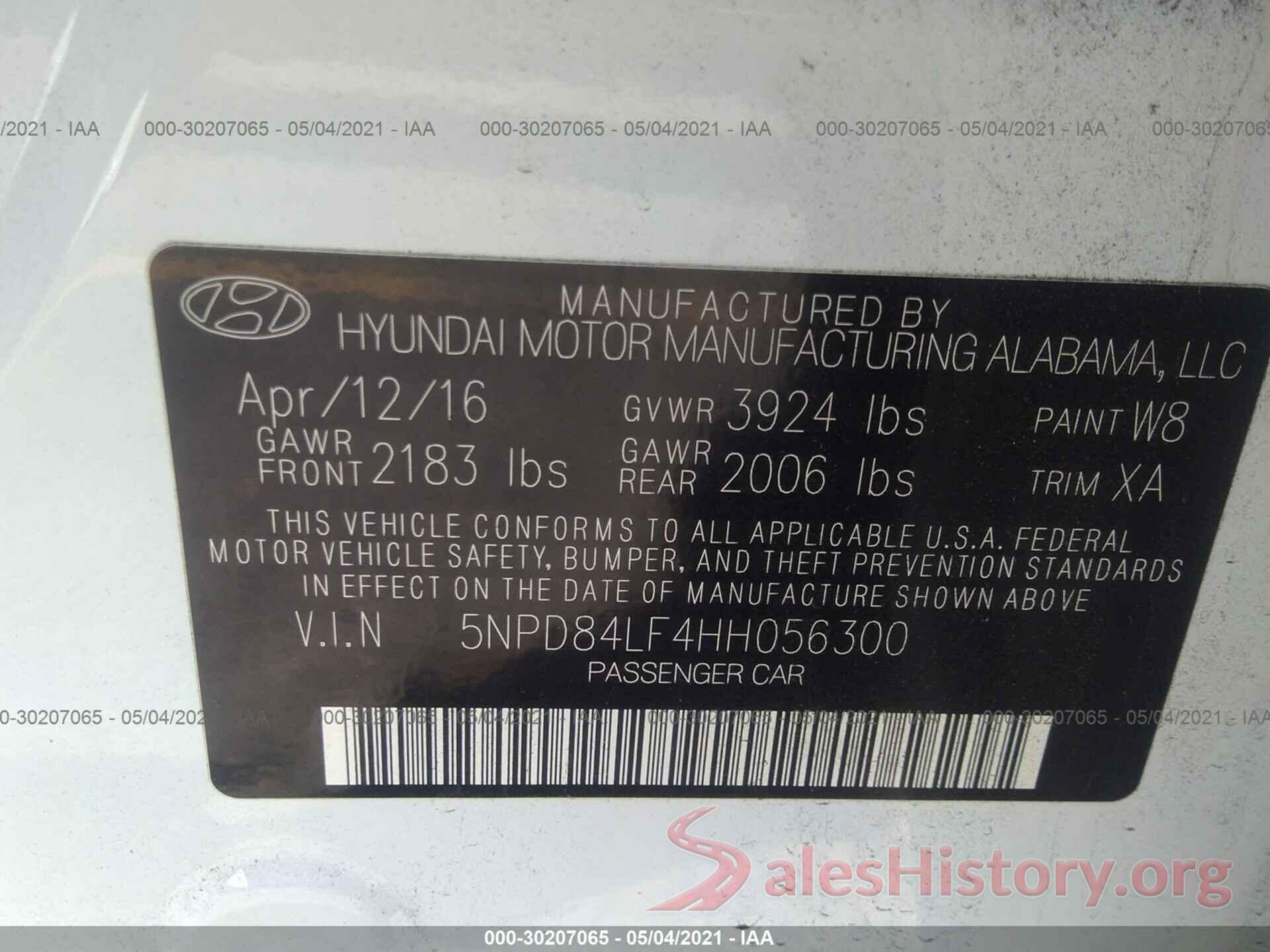 5NPD84LF4HH056300 2017 HYUNDAI ELANTRA