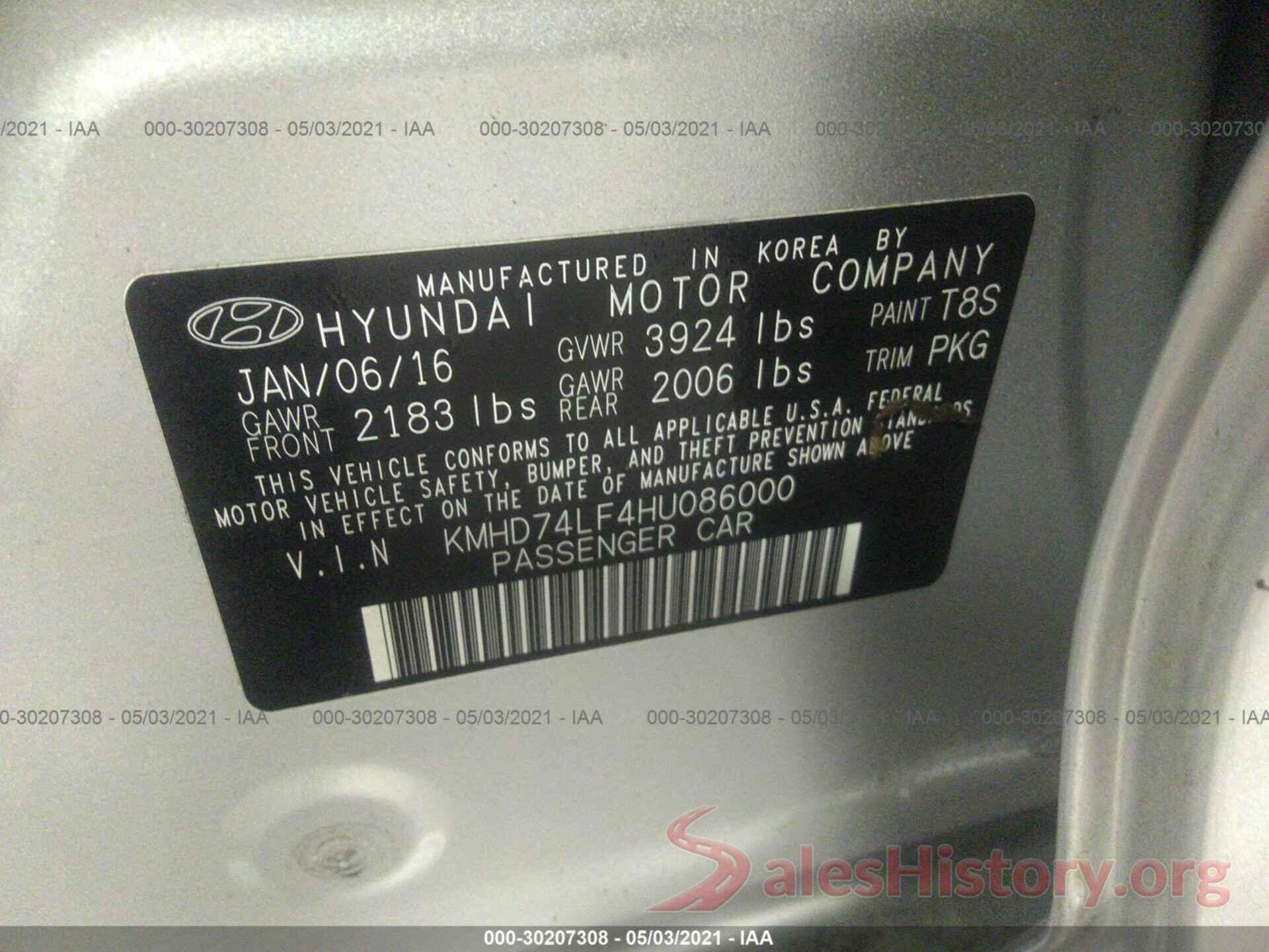 KMHD74LF4HU086000 2017 HYUNDAI ELANTRA