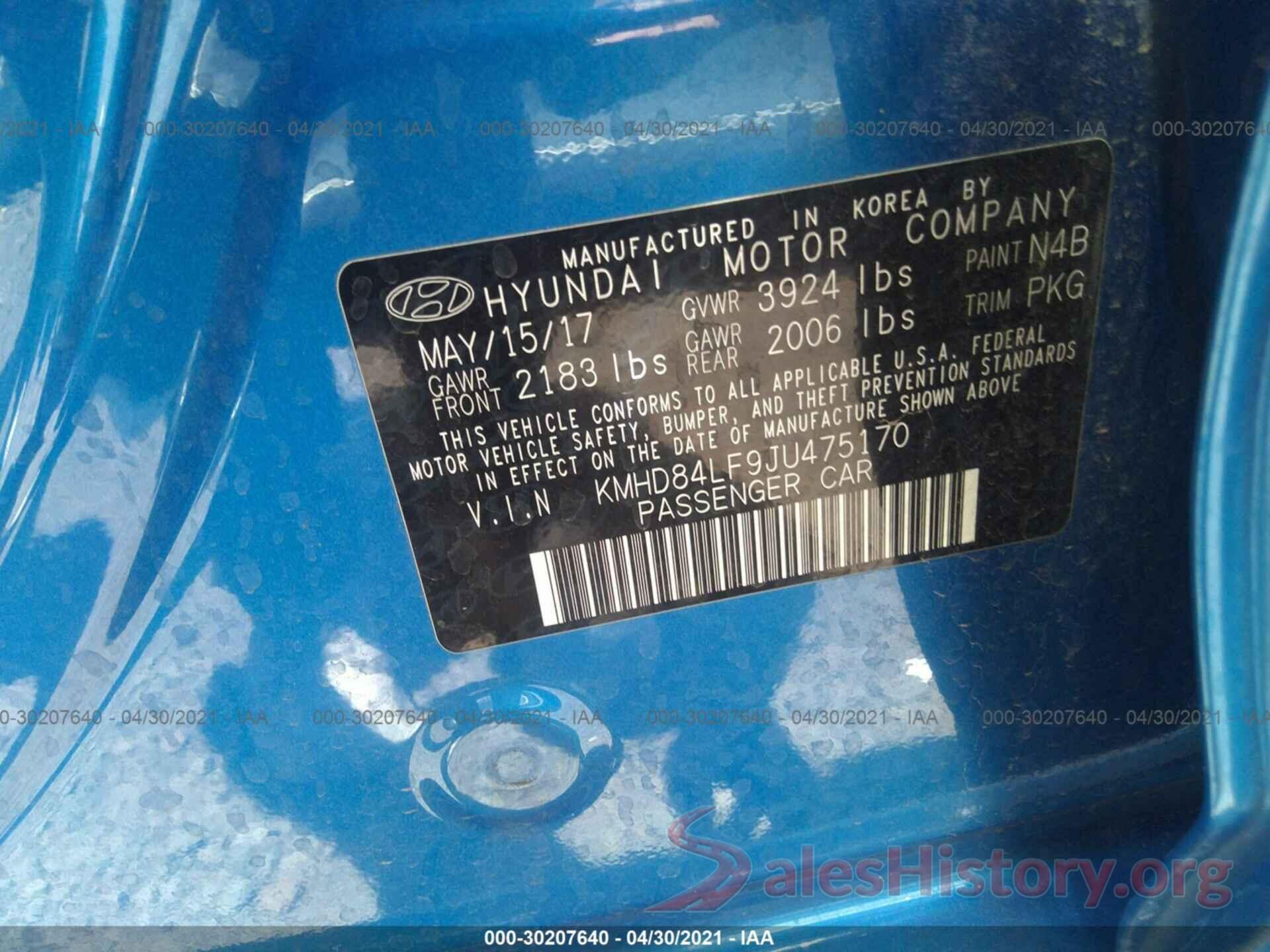 KMHD84LF9JU475170 2018 HYUNDAI ELANTRA