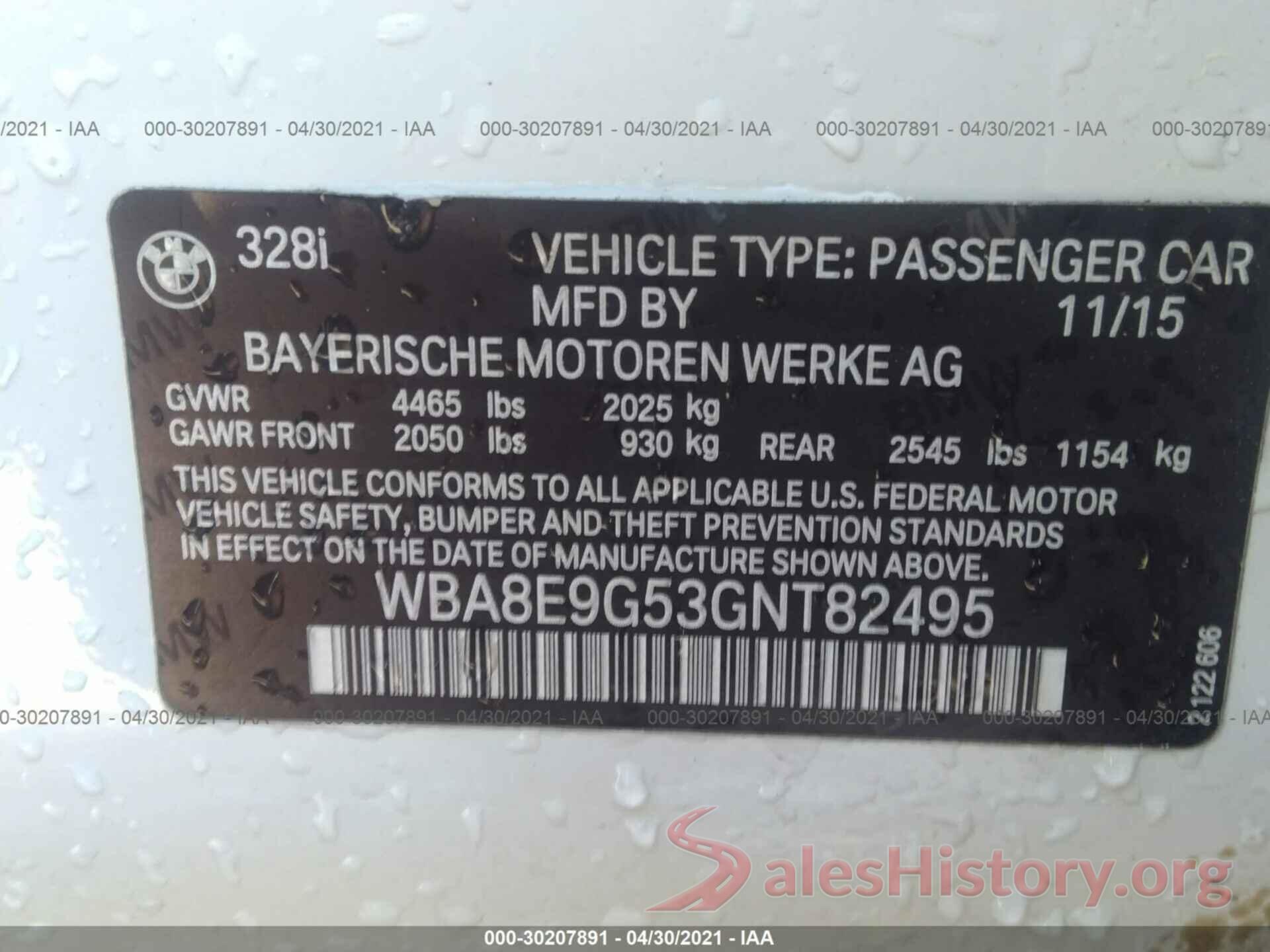 WBA8E9G53GNT82495 2016 BMW 3 SERIES