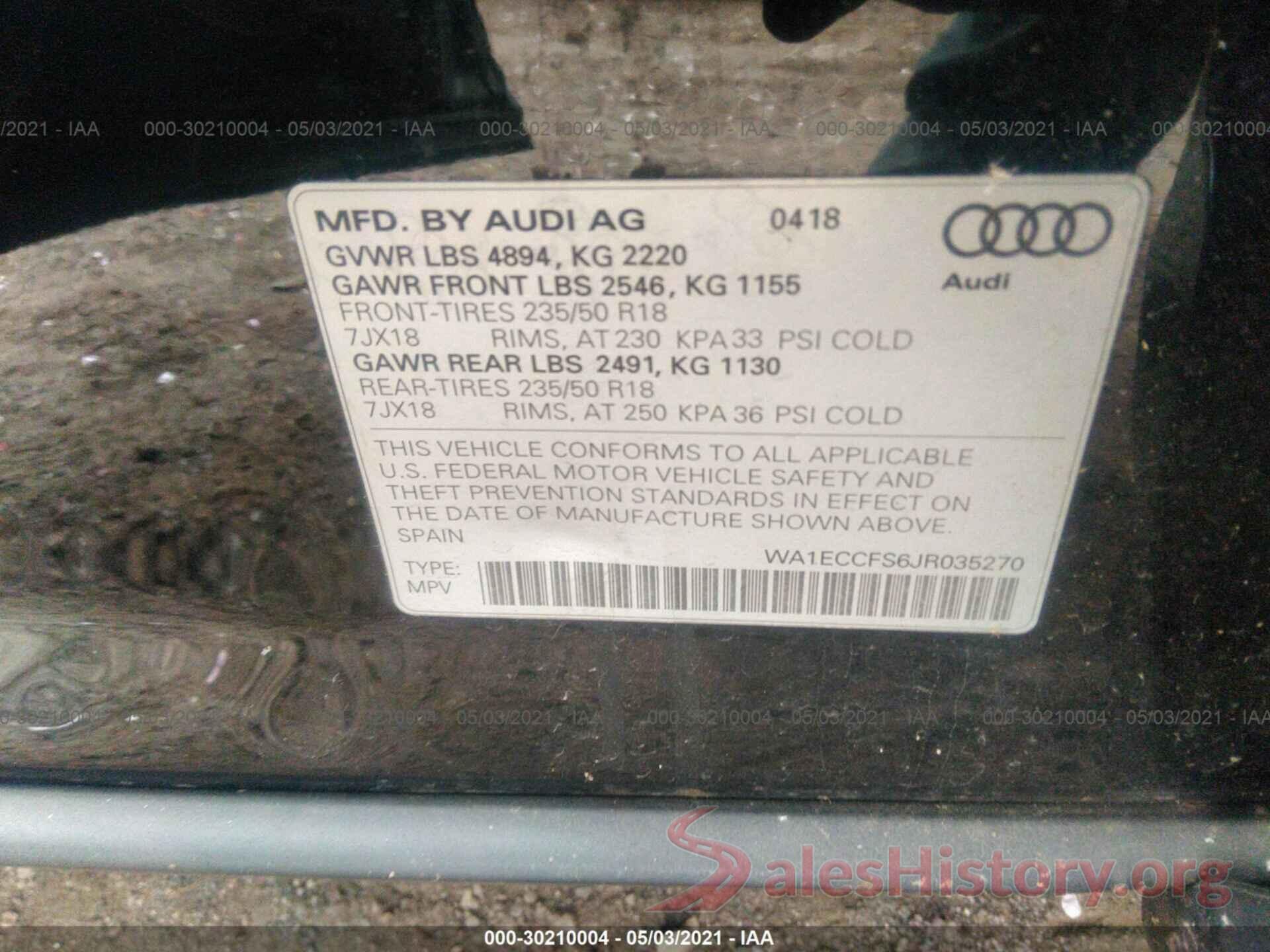 WA1ECCFS6JR035270 2018 AUDI Q3