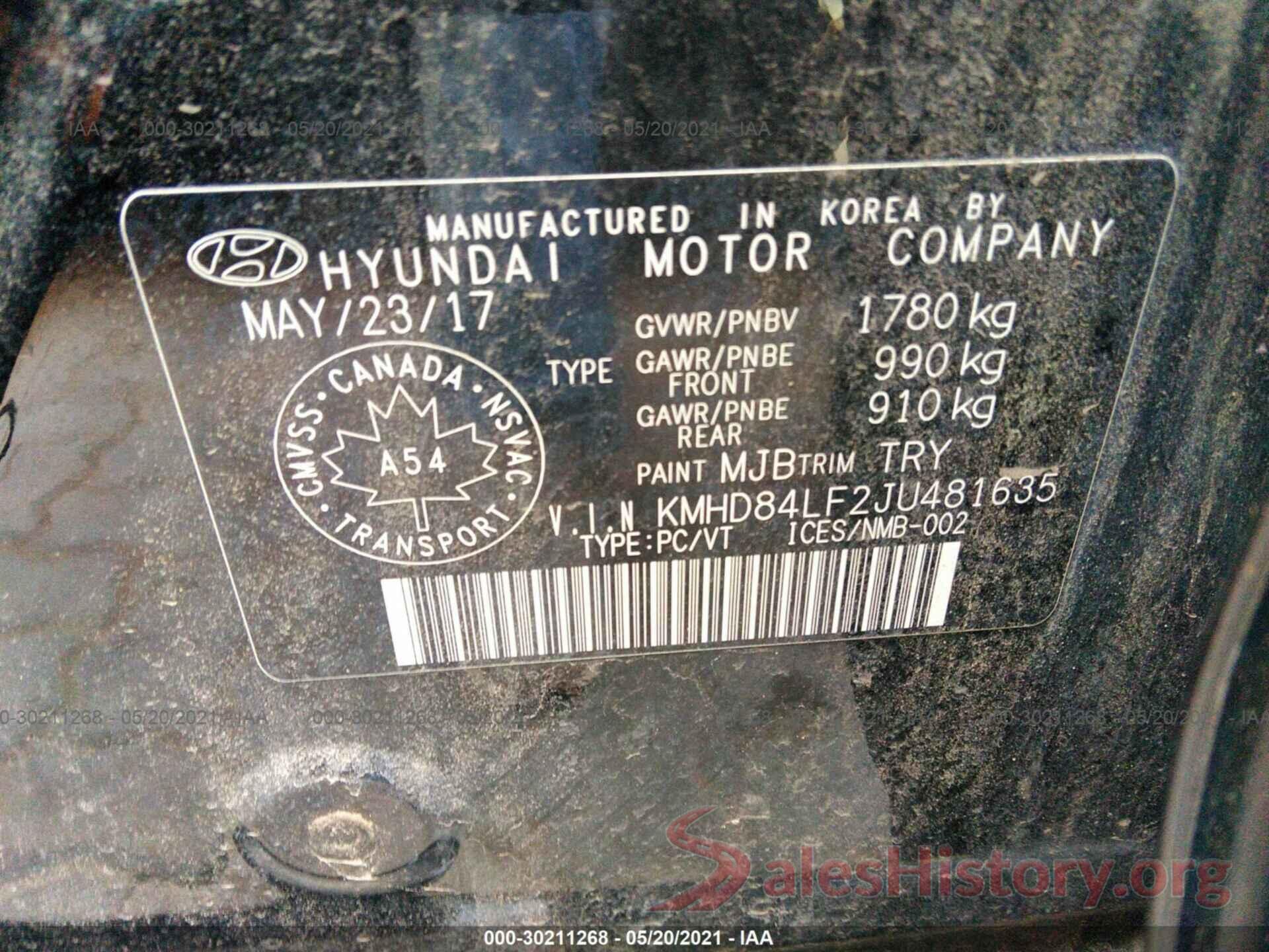 00000000000481635 2018 HYUNDAI ELANTRA