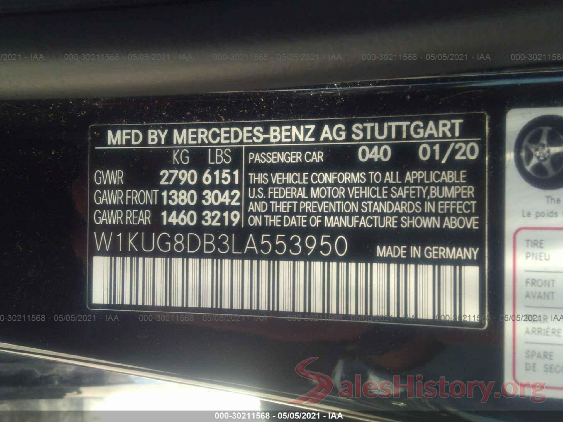 W1KUG8DB3LA553950 2020 MERCEDES-BENZ S-CLASS