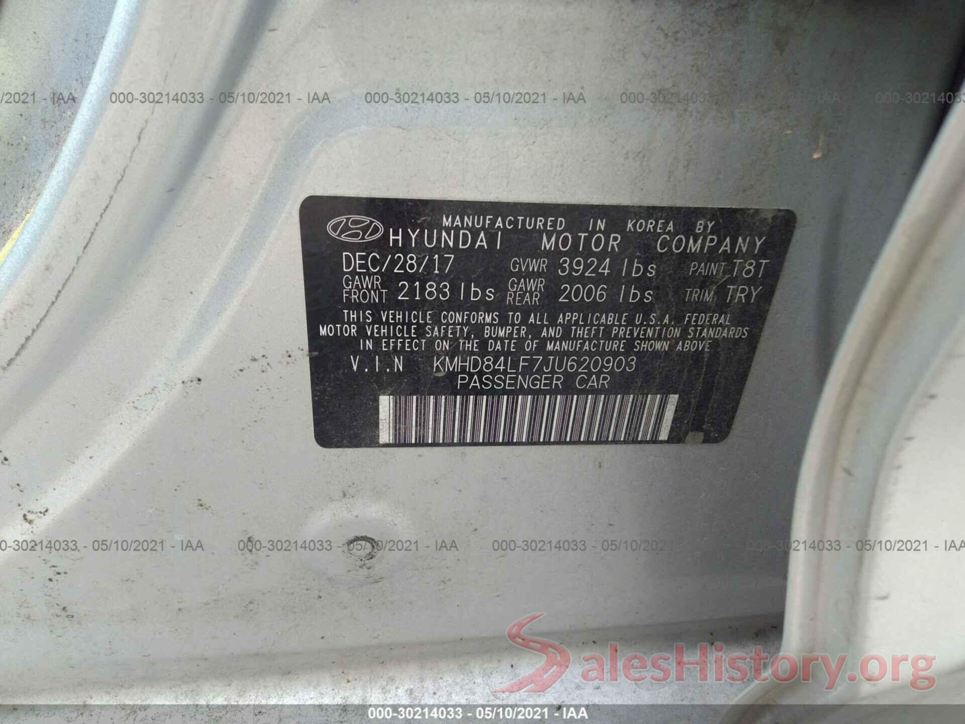 KMHD84LF7JU620903 2018 HYUNDAI ELANTRA