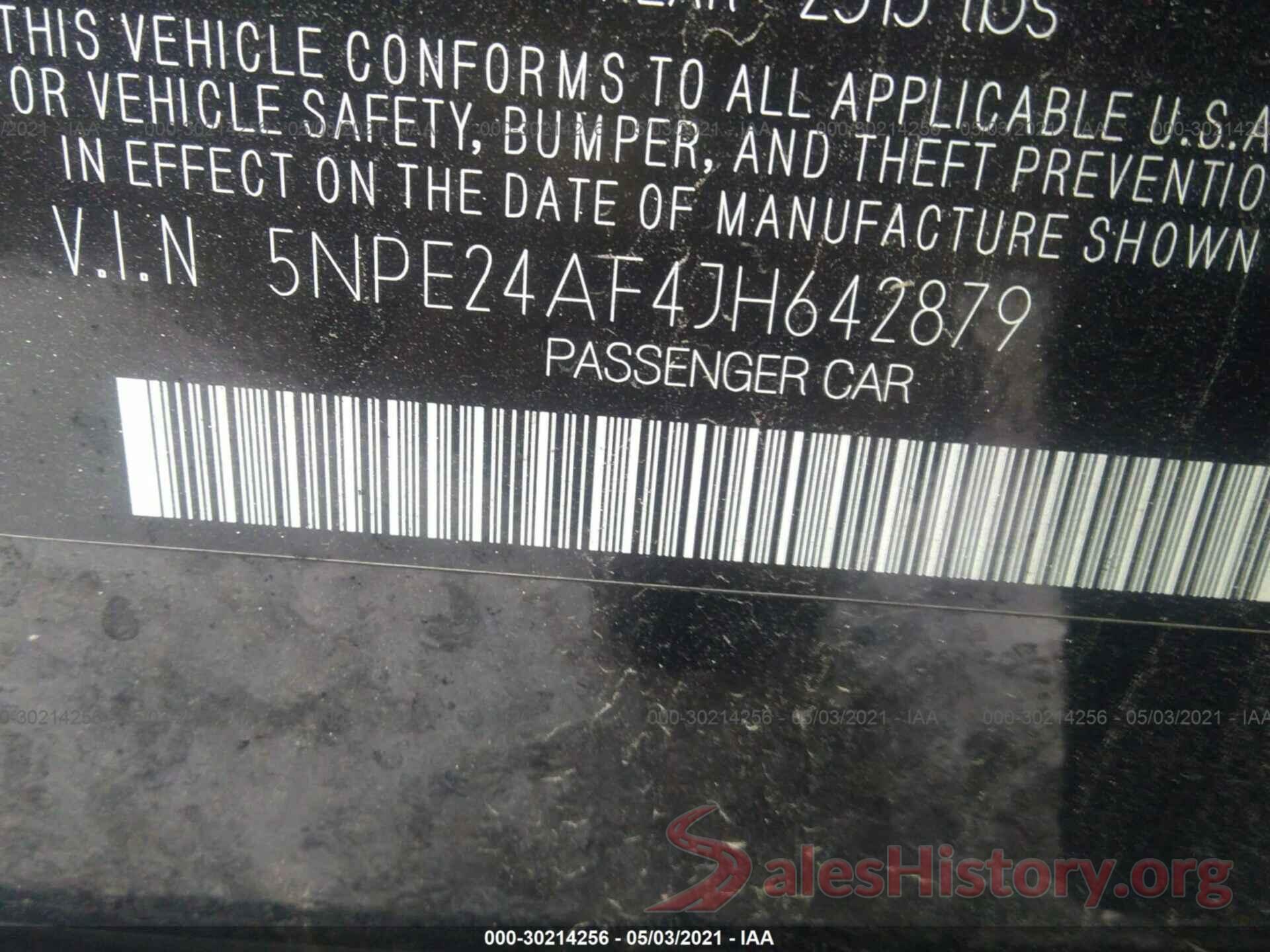 5NPE24AF4JH642879 2018 HYUNDAI SONATA