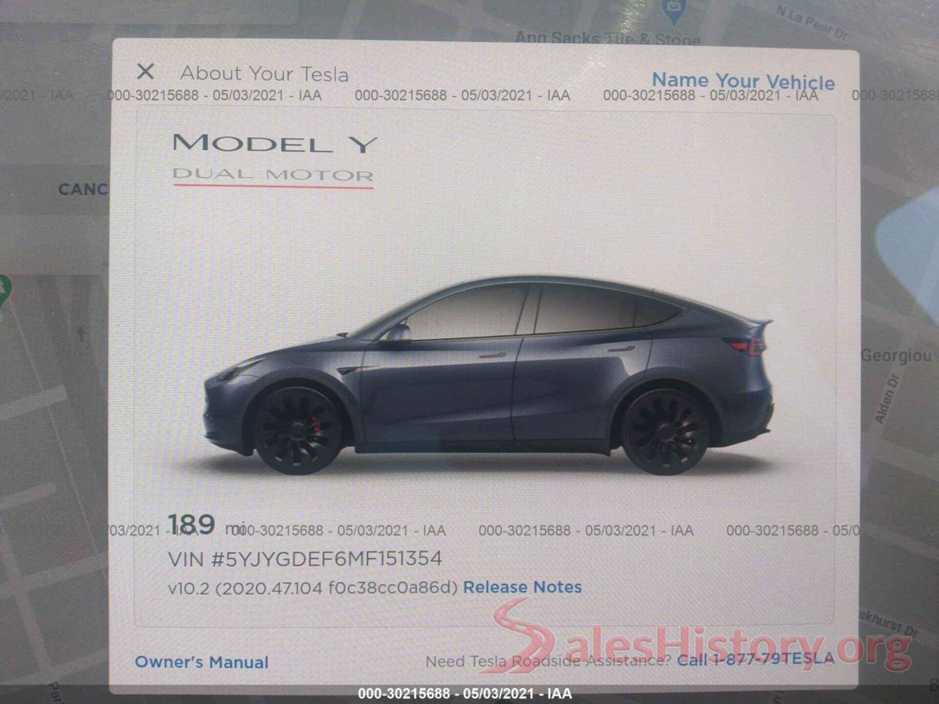 5YJYGDEF6MF151354 2021 TESLA MODEL Y