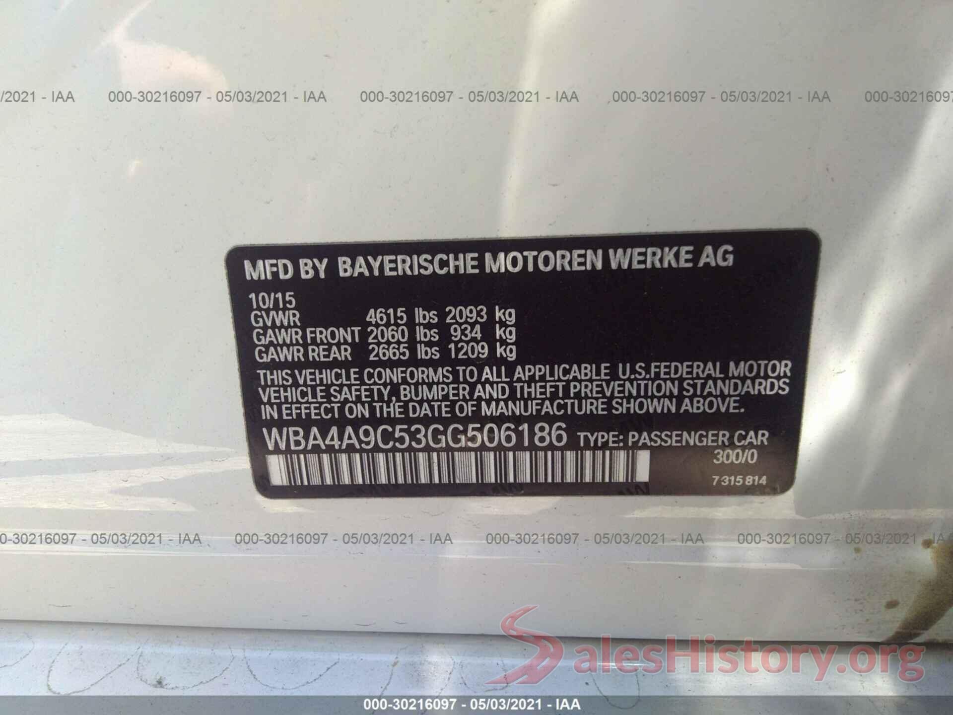 WBA4A9C53GG506186 2016 BMW 4 SERIES