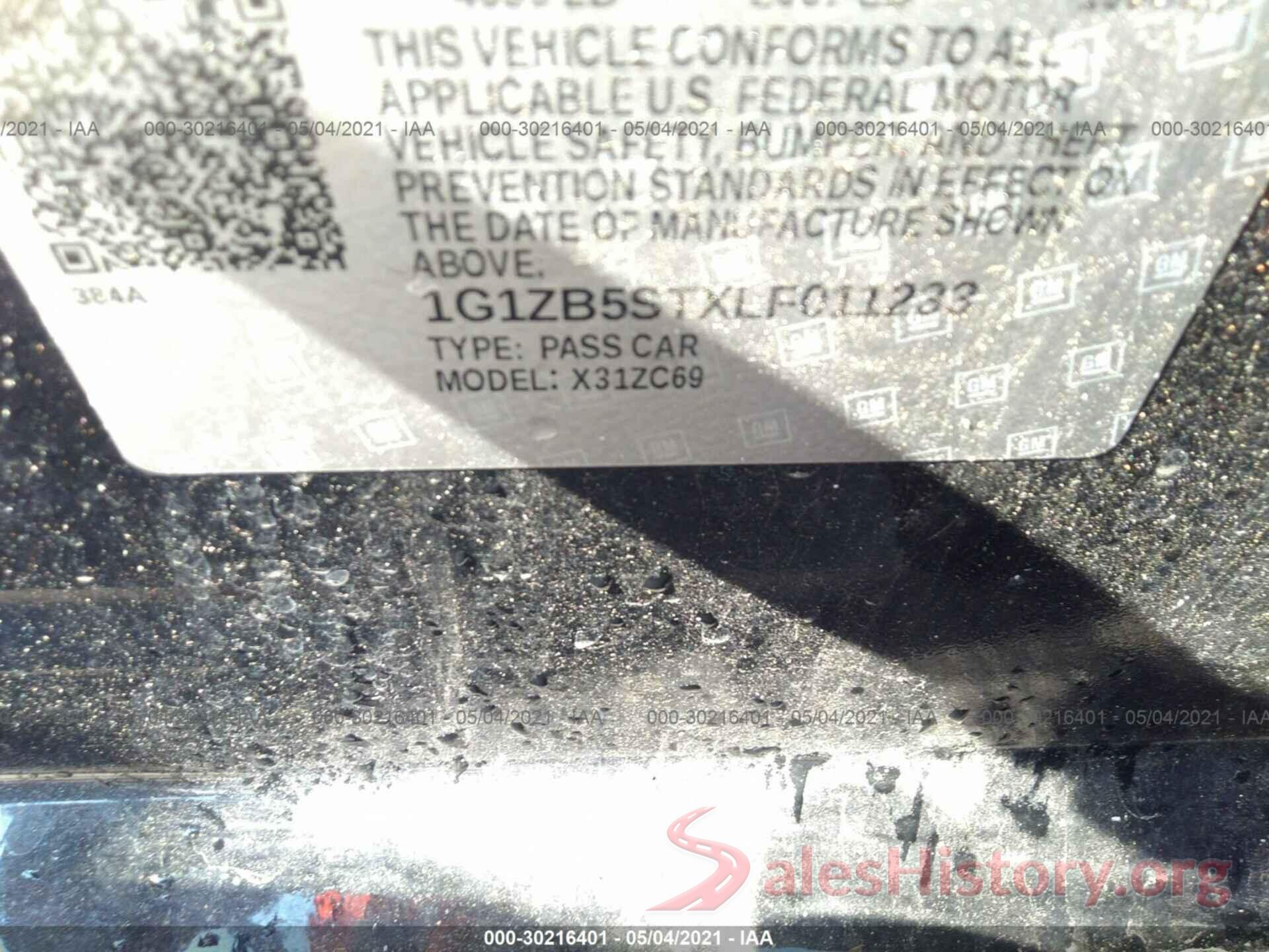 1G1ZB5STXLF011233 2020 CHEVROLET MALIBU