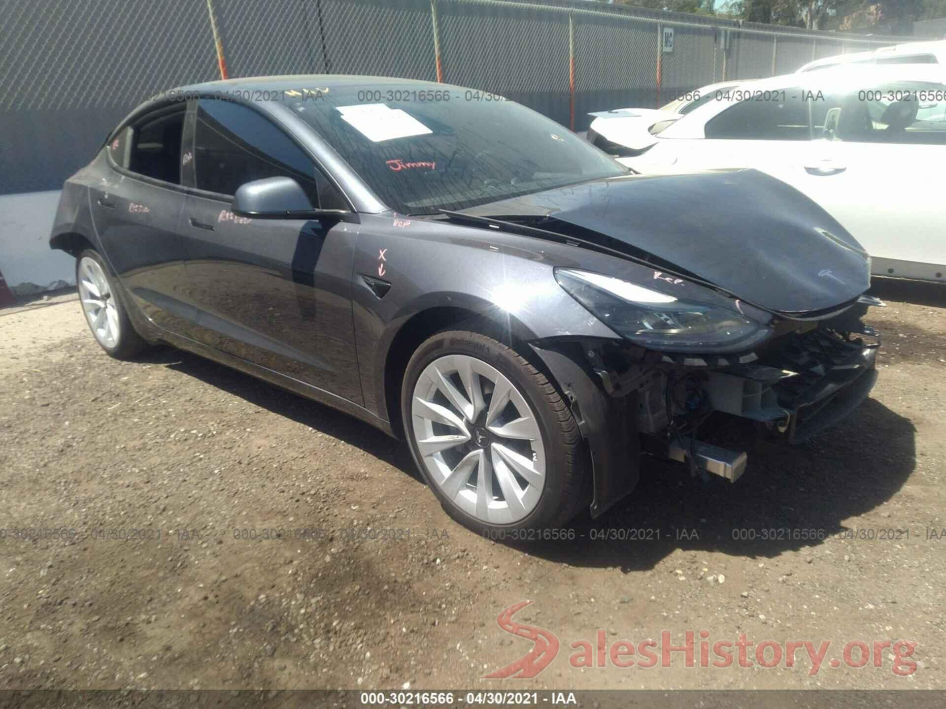 5YJ3E1EB6MF870972 2021 TESLA MODEL 3