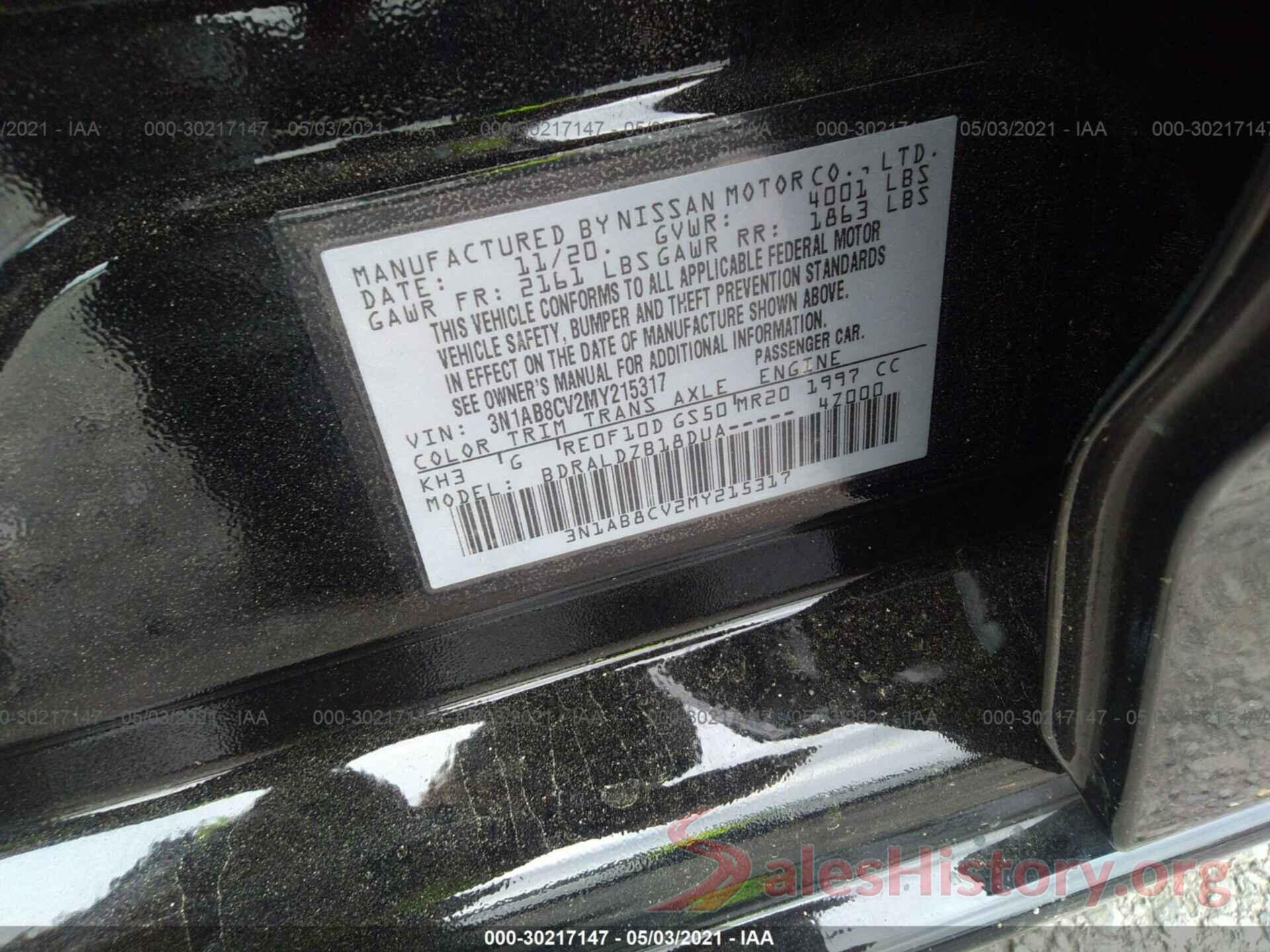 3N1AB8CV2MY215317 2021 NISSAN SENTRA