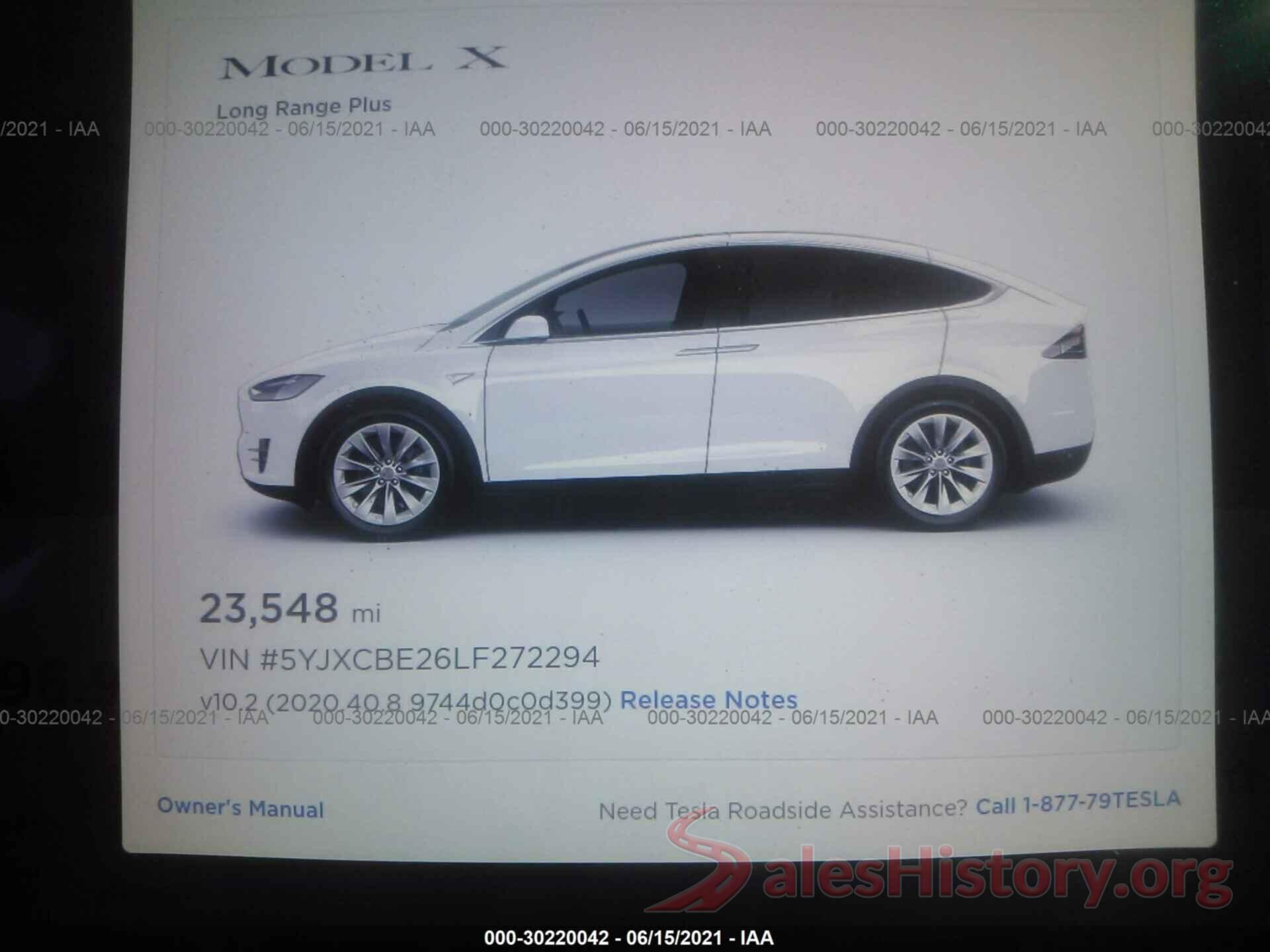 5YJXCBE26LF272294 2020 TESLA MODEL X