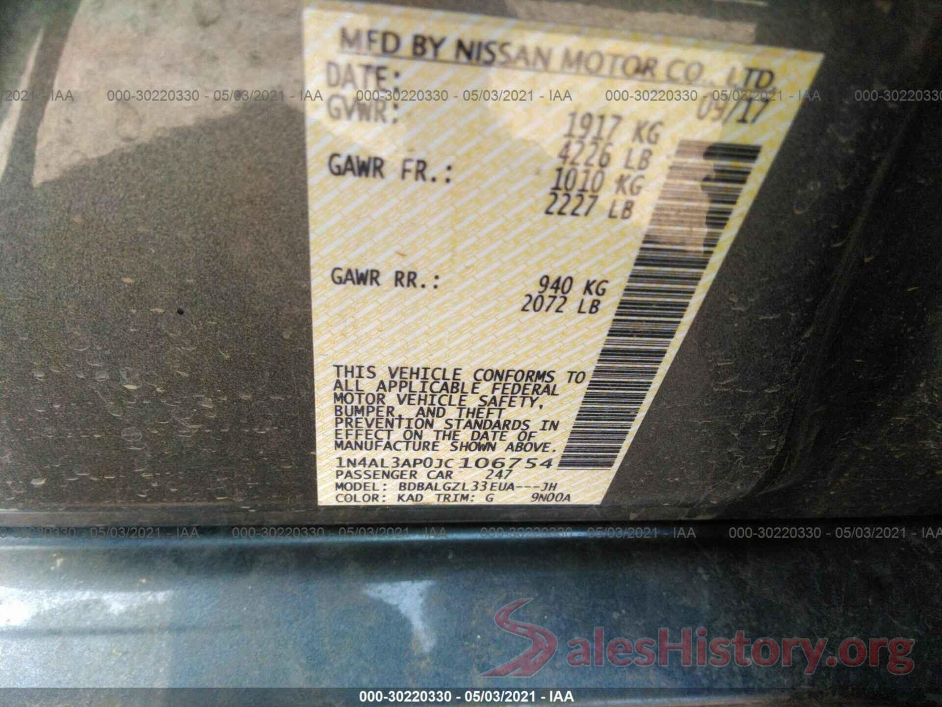 1N4AL3AP0JC106754 2018 NISSAN ALTIMA