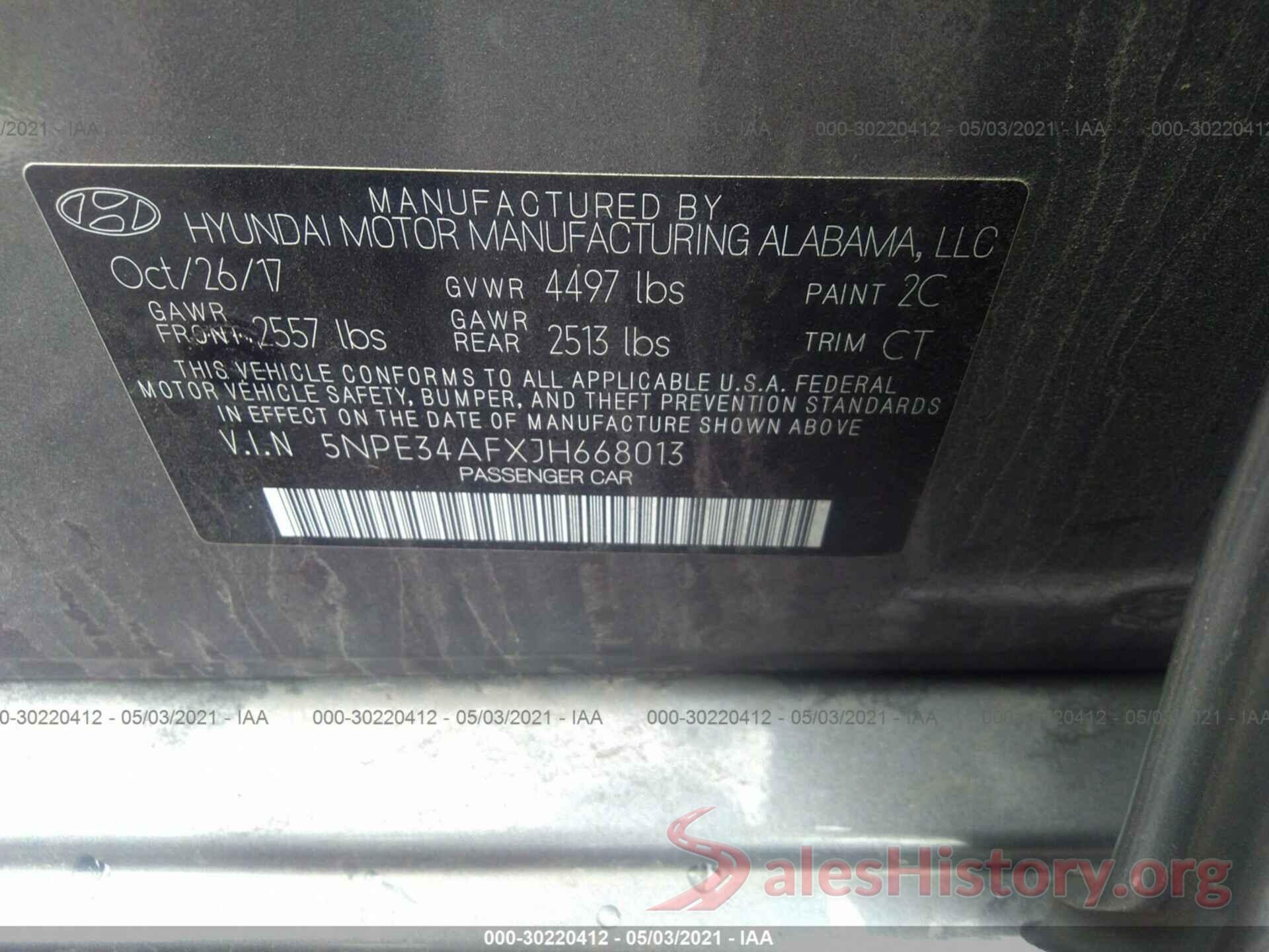 5NPE34AFXJH668013 2018 HYUNDAI SONATA