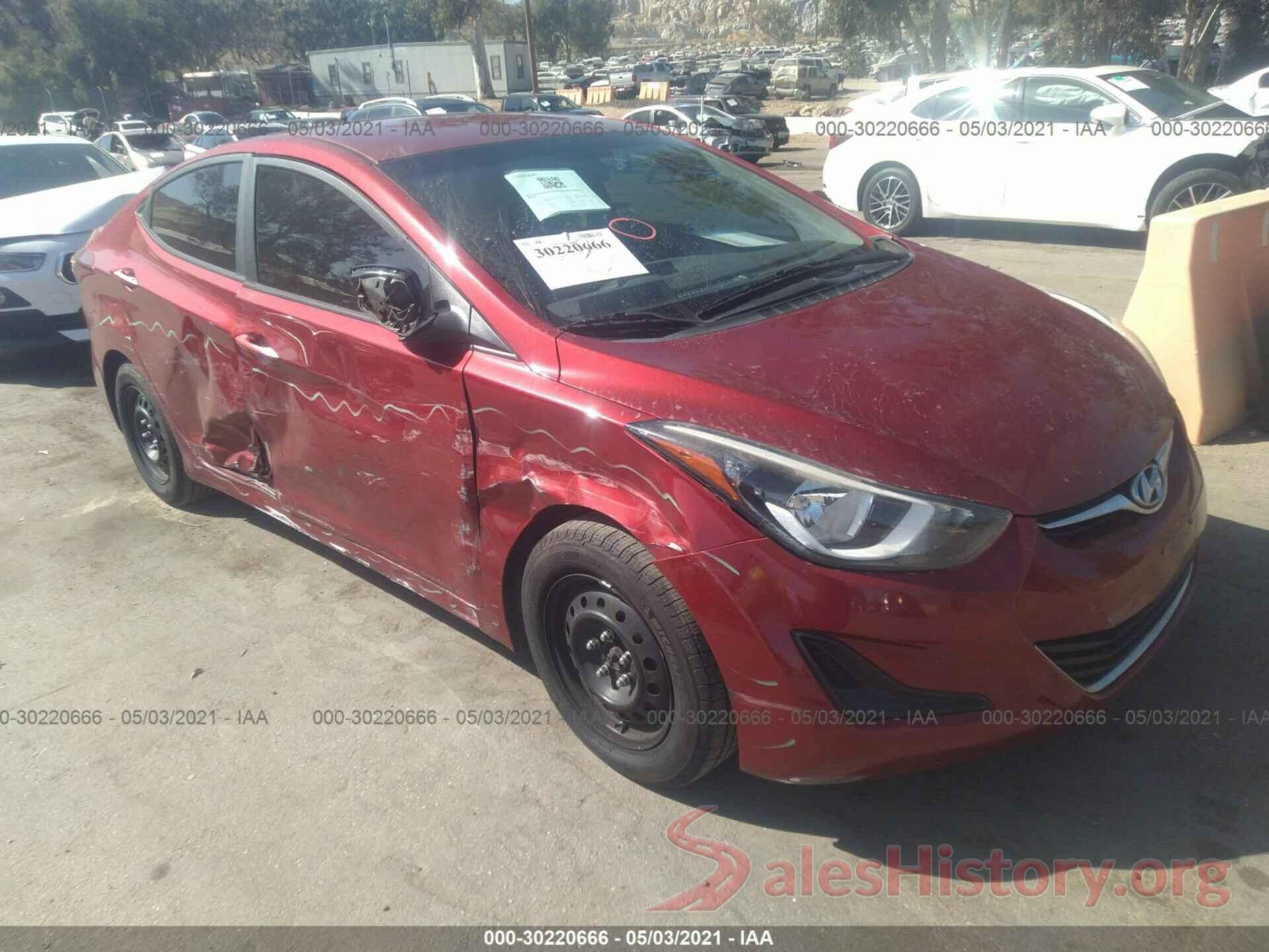 5NPDH4AEXGH755956 2016 HYUNDAI ELANTRA