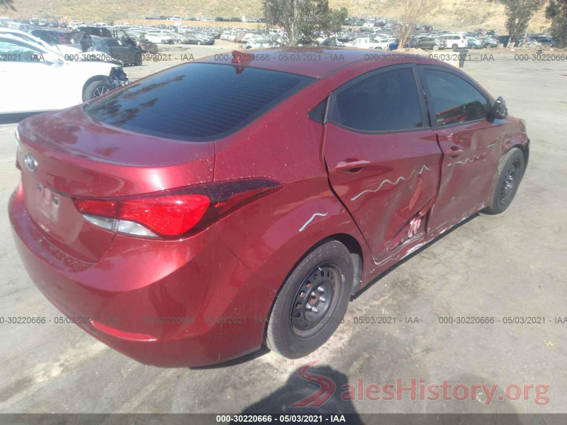 5NPDH4AEXGH755956 2016 HYUNDAI ELANTRA