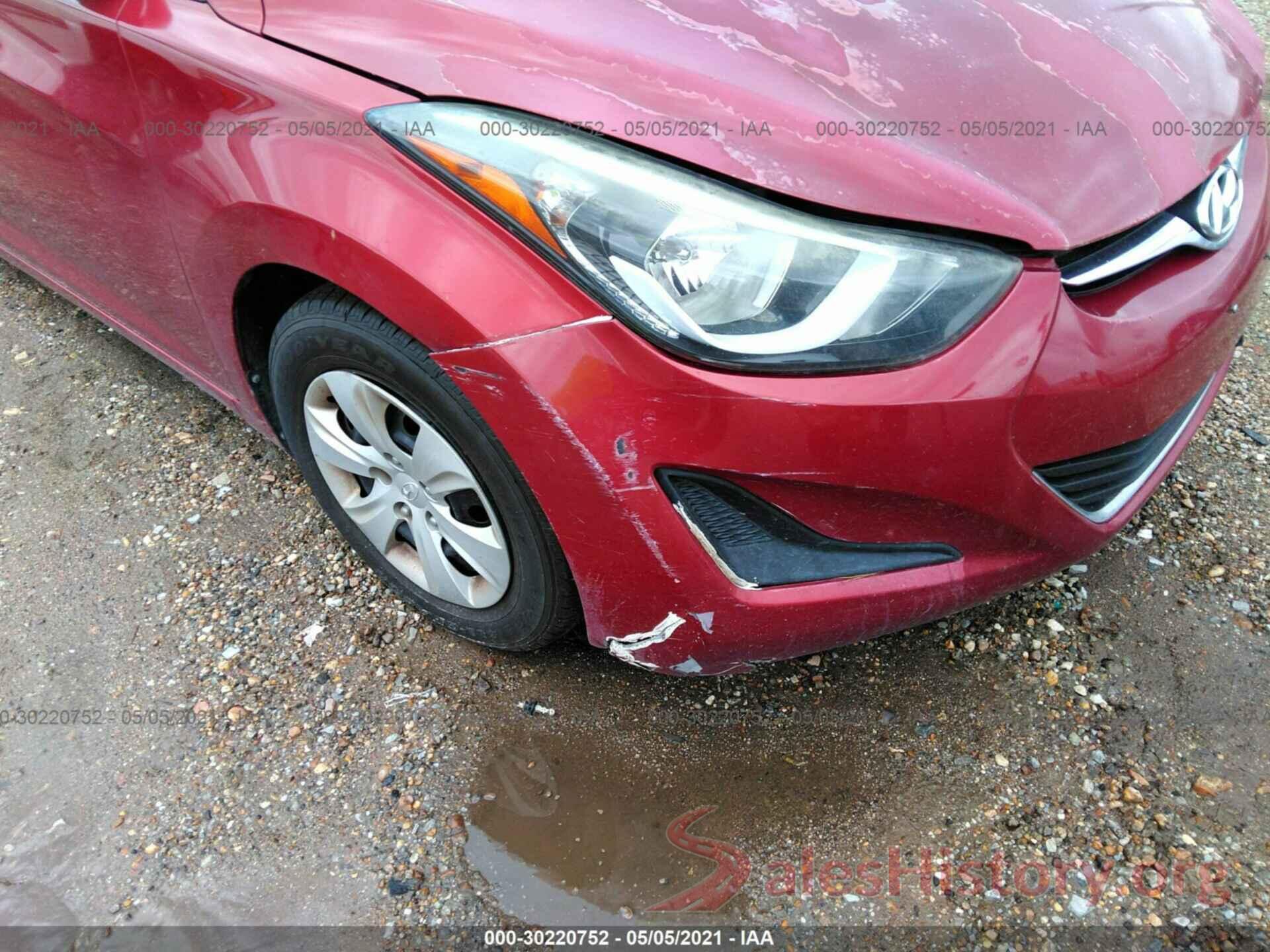 5NPDH4AEXGH710967 2016 HYUNDAI ELANTRA