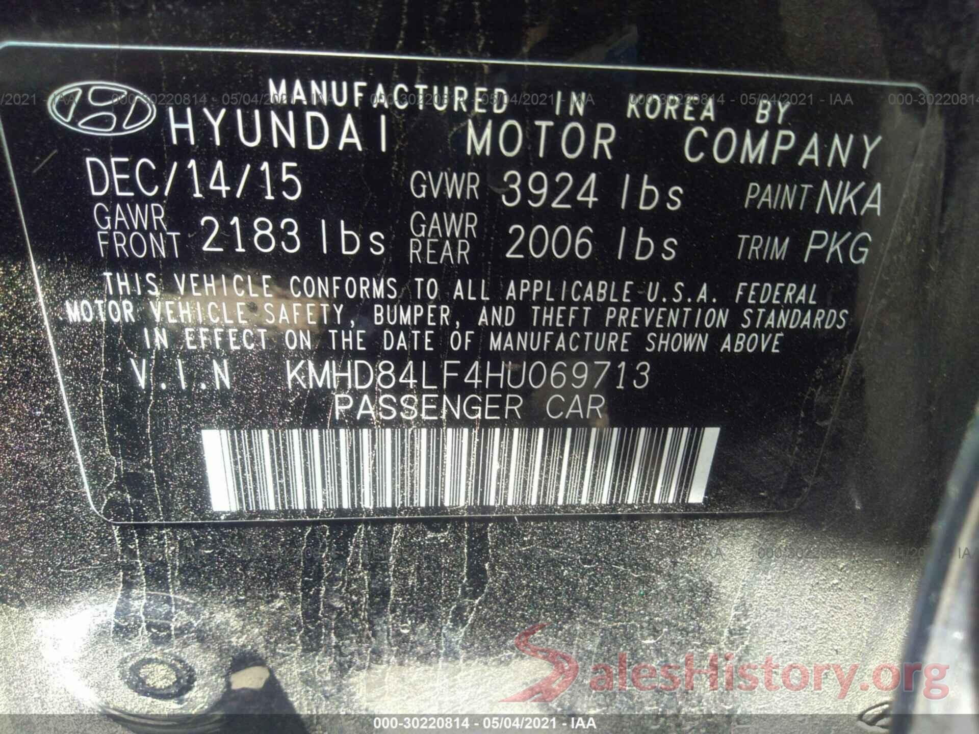 KMHD84LF4HU069713 2017 HYUNDAI ELANTRA