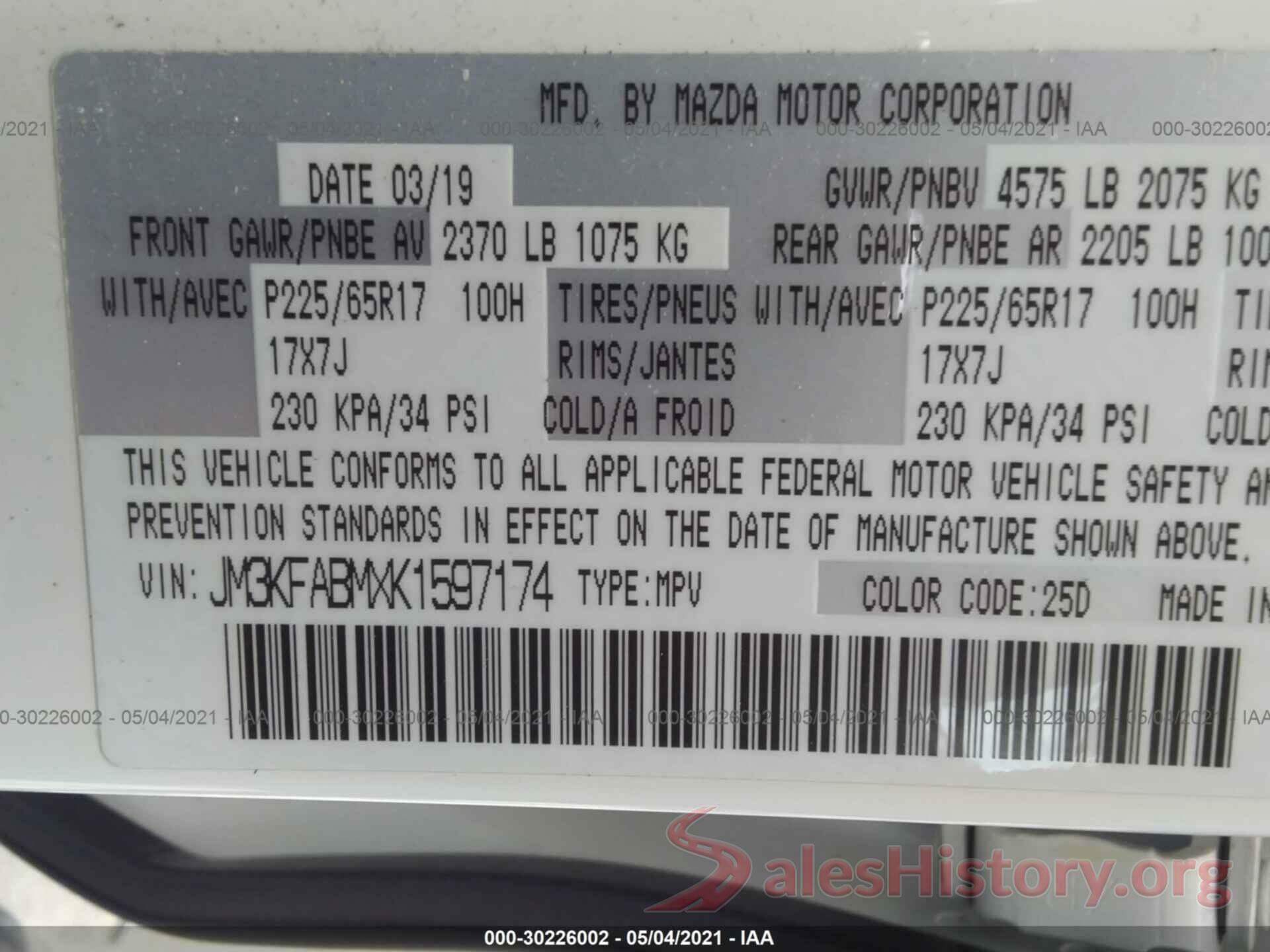 JM3KFABMXK1597174 2019 MAZDA CX-5