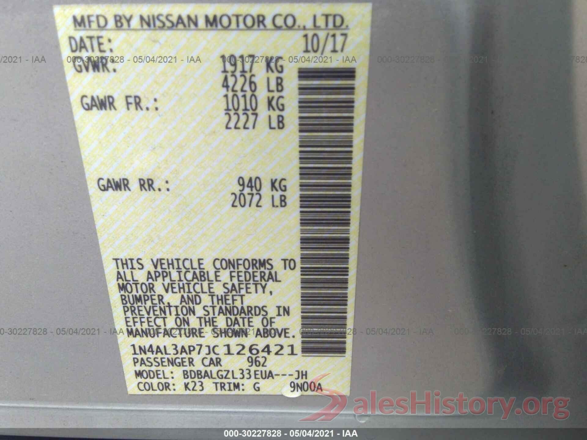 1N4AL3AP7JC126421 2018 NISSAN ALTIMA