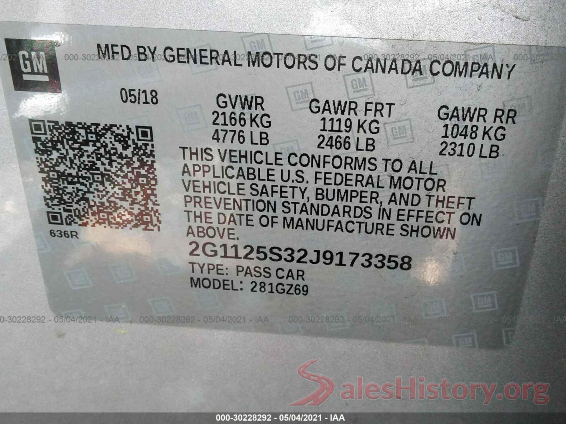 2G1125S32J9173358 2018 CHEVROLET IMPALA