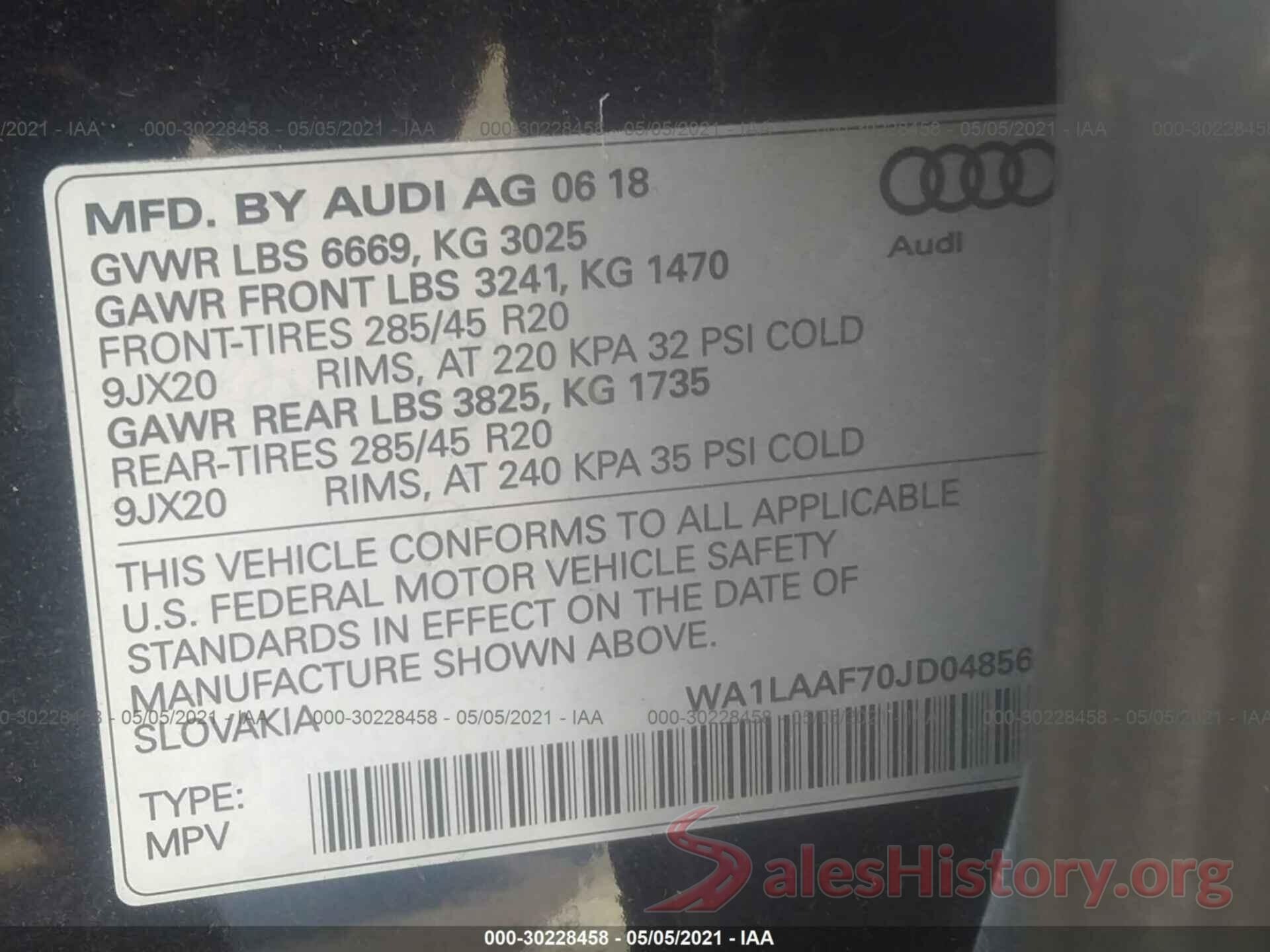 WA1LAAF70JD048560 2018 AUDI Q7