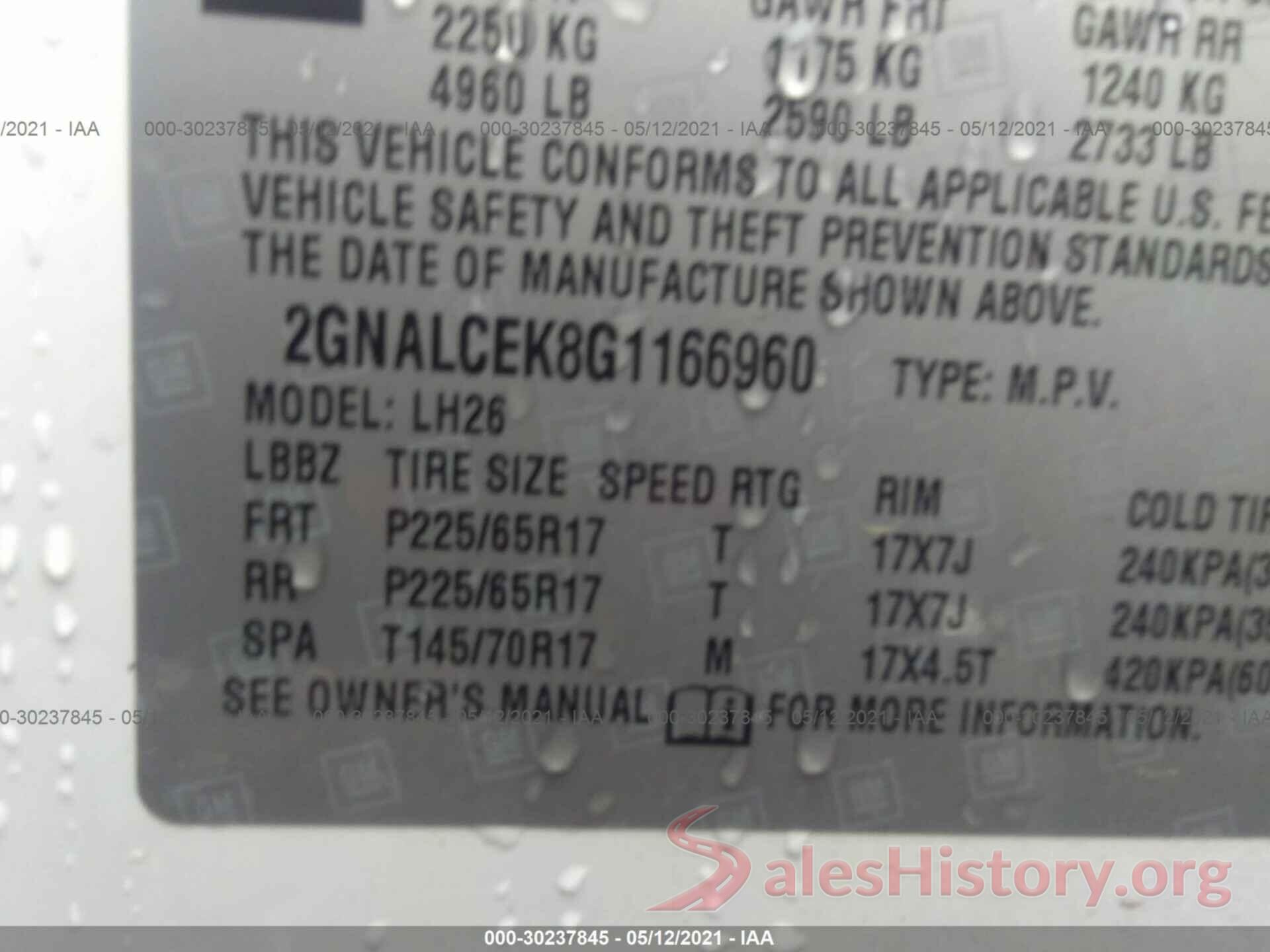 2GNALCEK8G1166960 2016 CHEVROLET EQUINOX