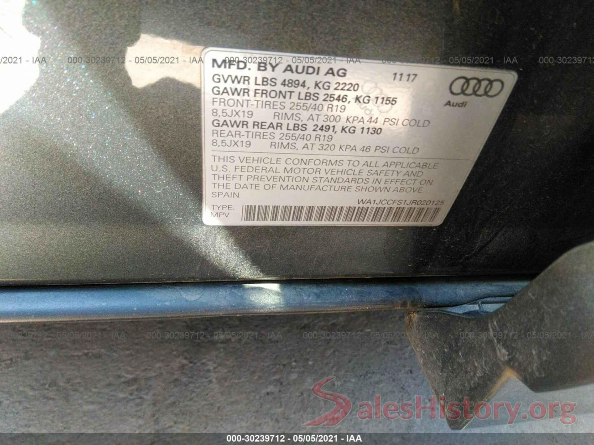 WA1JCCFS1JR020125 2018 AUDI Q3