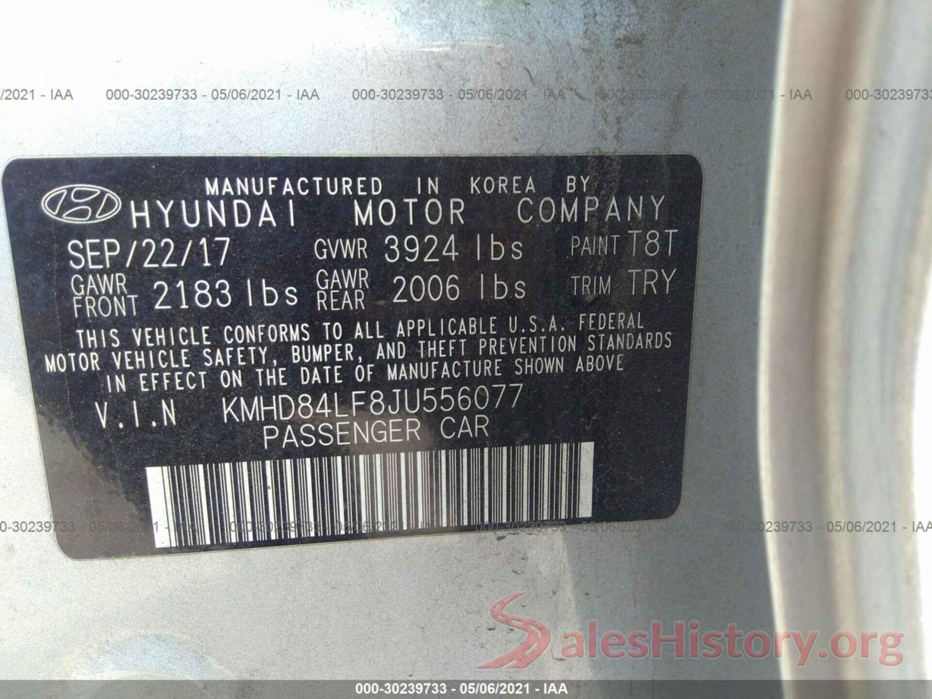 KMHD84LF8JU556077 2018 HYUNDAI ELANTRA