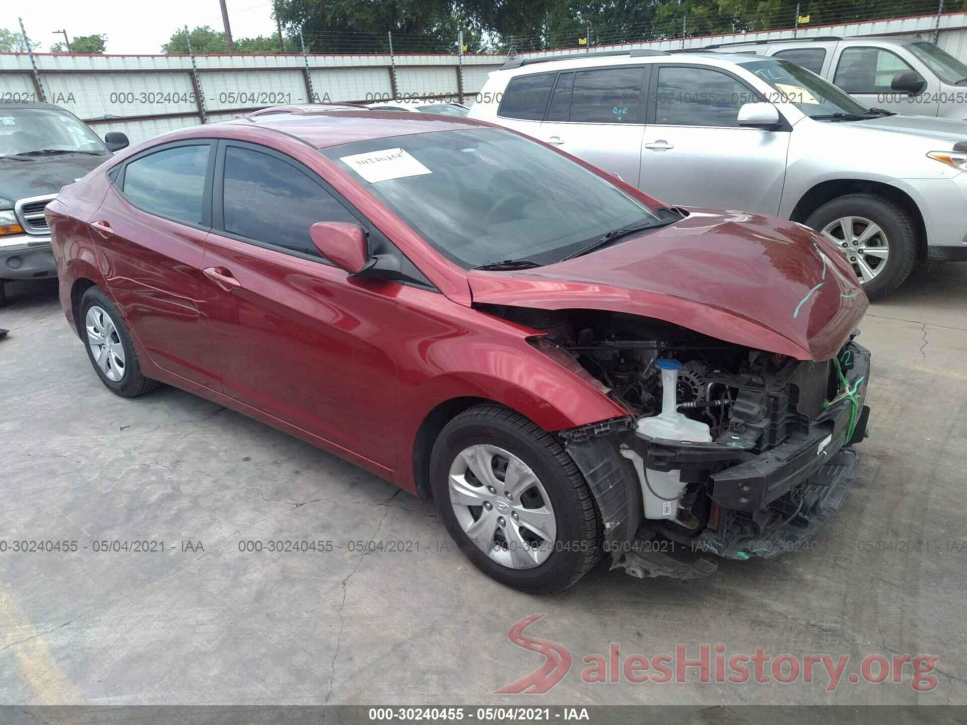 5NPDH4AE8GH711955 2016 HYUNDAI ELANTRA